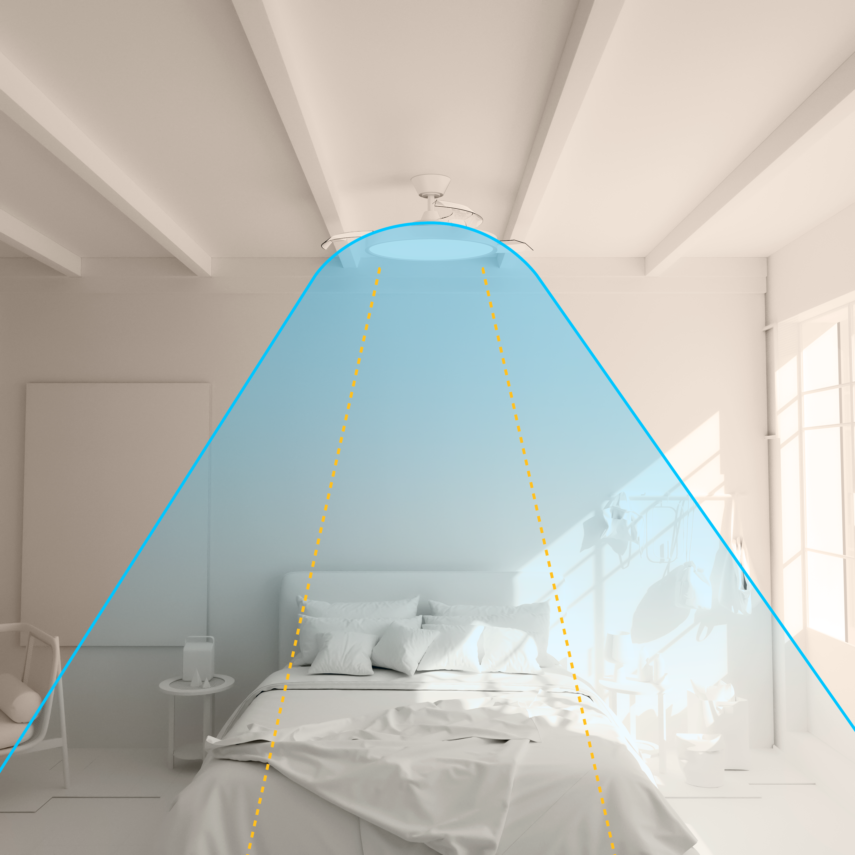 Ventilador de techo con luz silencioso DC 22W con mando ø89 cm Astro SULION blanco luz CCT 3 aspas retráctiles tipo lámpara| 6 velocidades| modo verano/invierno| recomendado para <13m² - 7