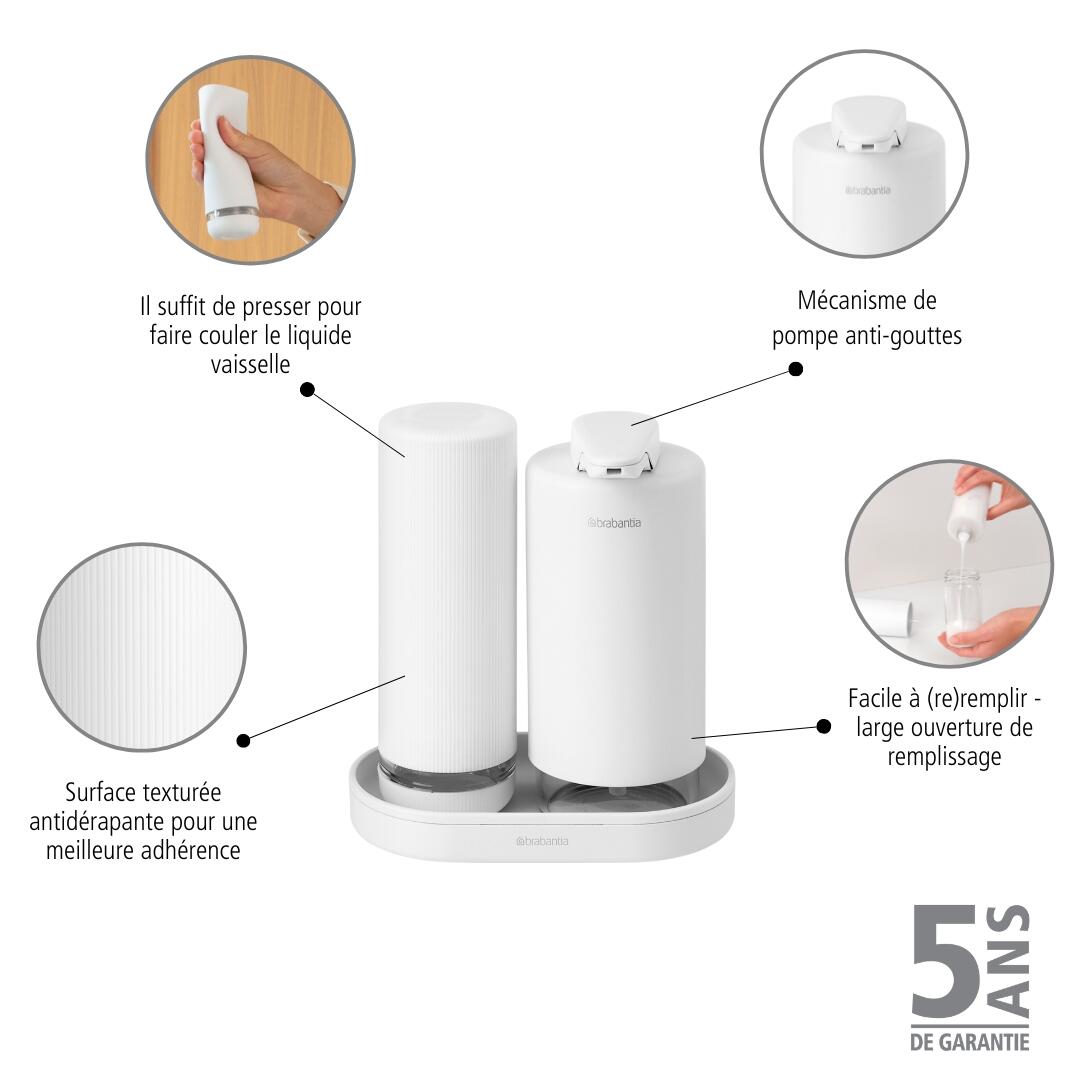 Set distributeur de savon et liquide vaisselle Sinkstyle blanc BRABANTIA - 5