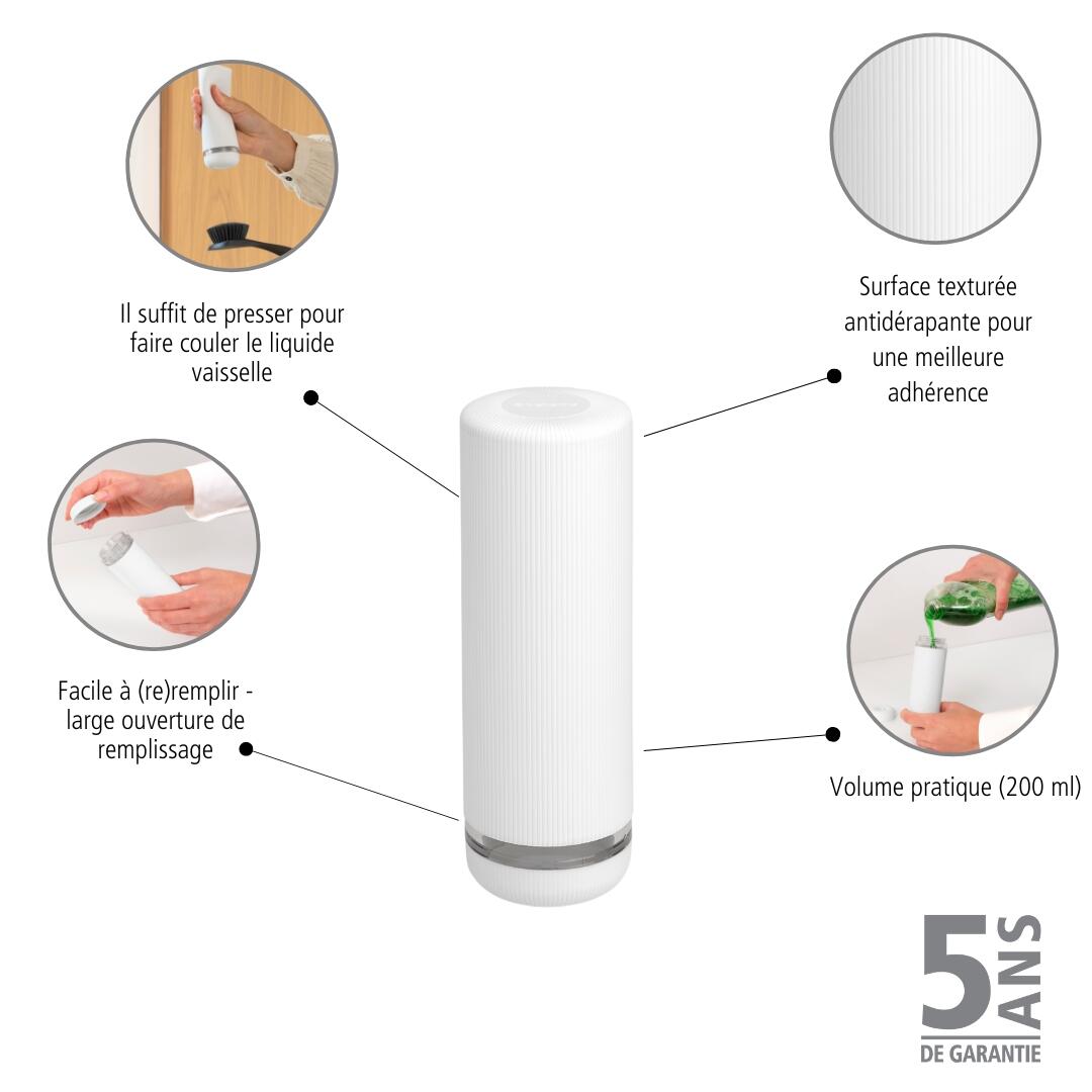 Distributeur de liquide vaisselle Sinkstyle blanc BRABANTIA 200ml - 4