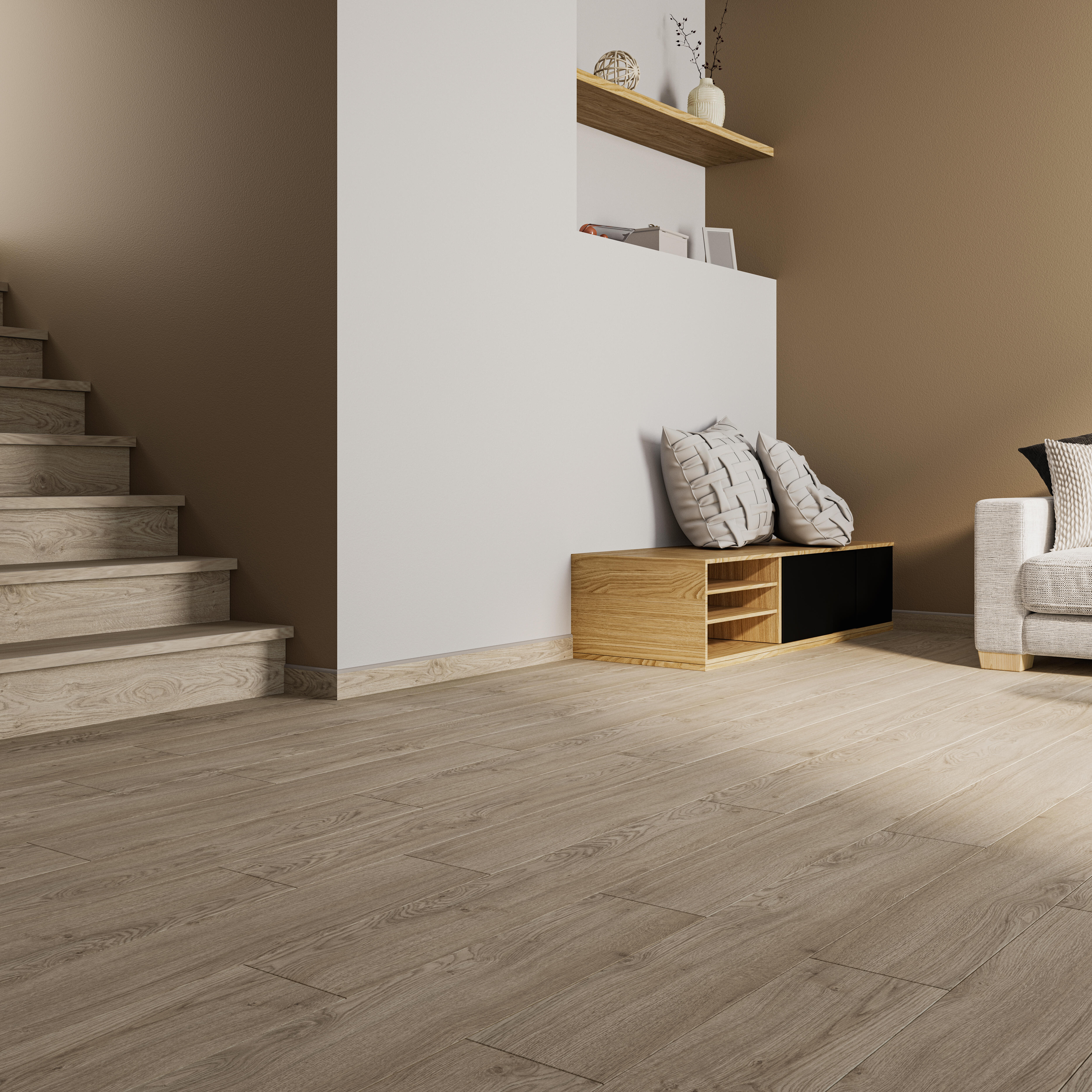 Rodapié porcelánico Kala 120x9 cm madera gris ARTENS - 3