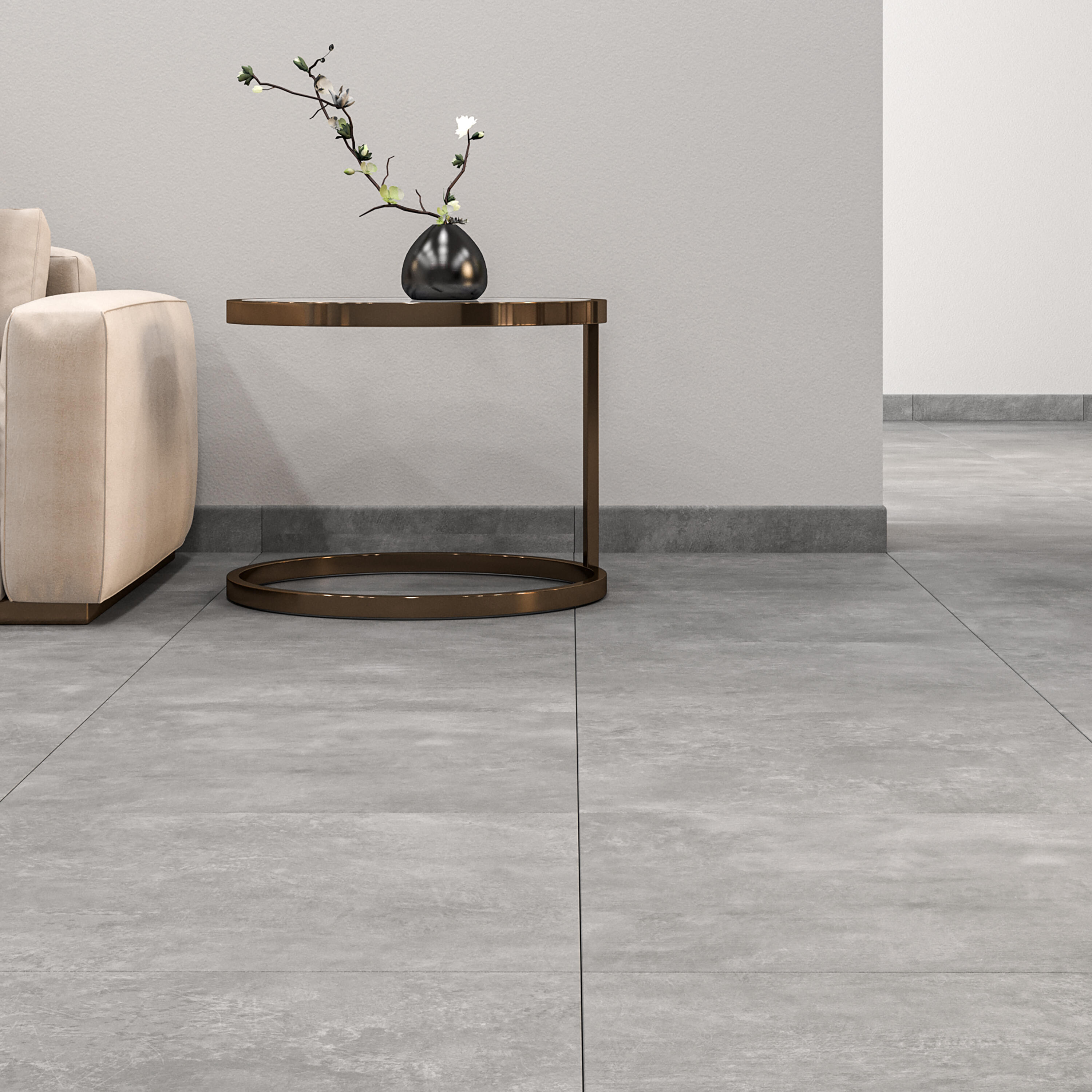 Suelo porcelánico newton efecto cemento silver lappato 60x60 cm c1