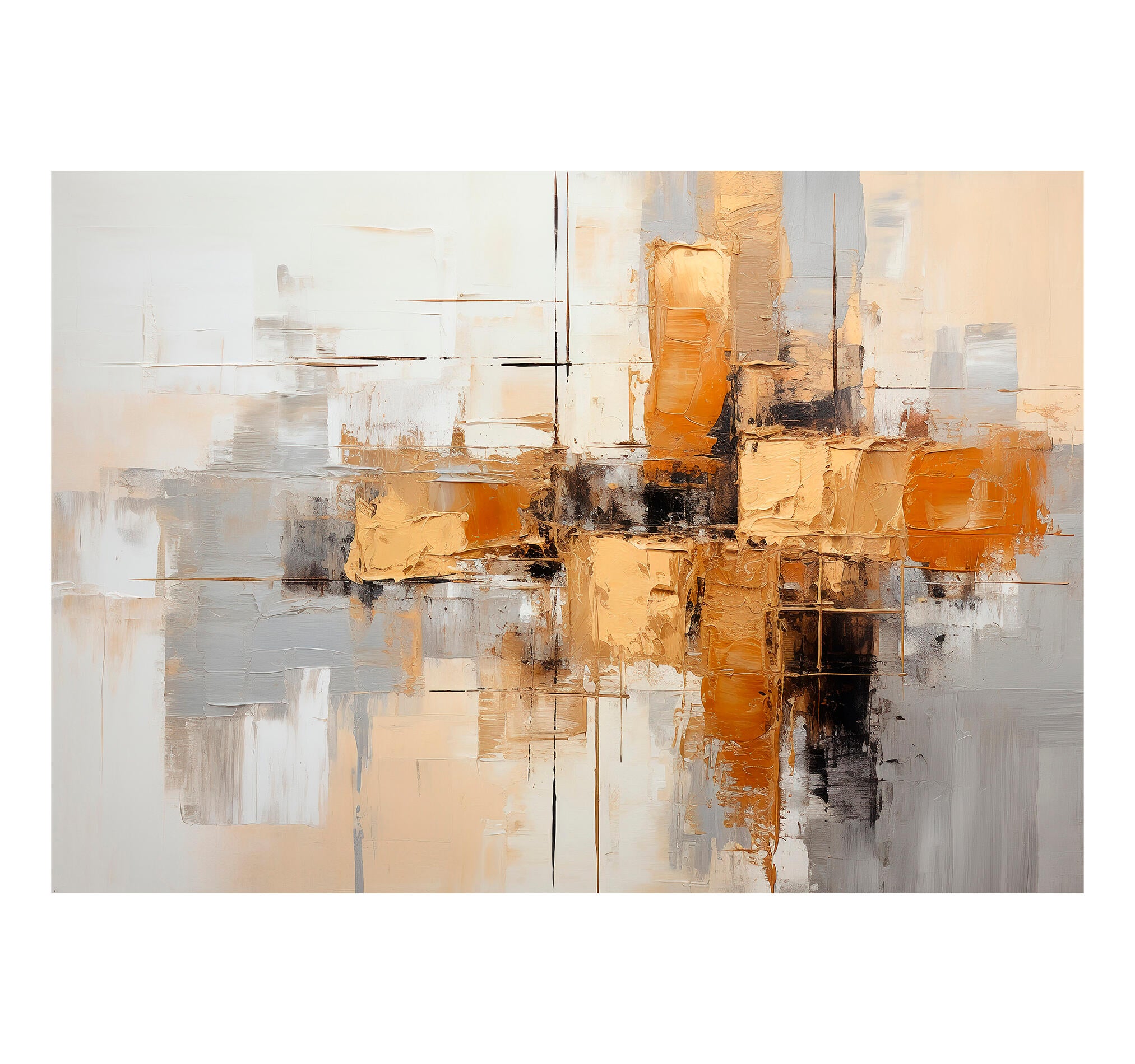 Objeto decorativo sin marco Arte rectangular de 100 x 70 cm. MDF Abstracto Tostado pasteles cálidos - 2