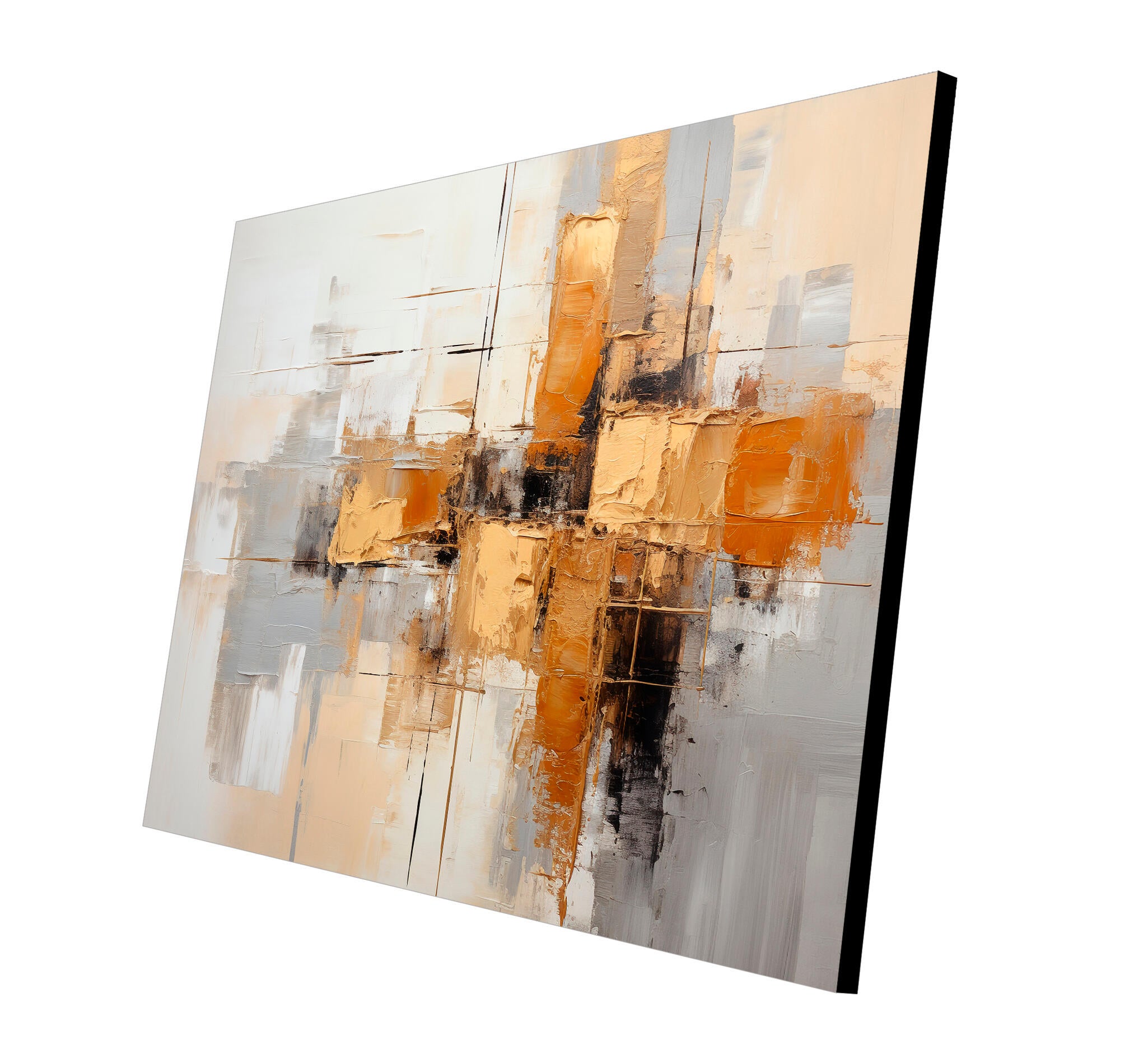 Objeto decorativo sin marco Arte rectangular de 100 x 70 cm. MDF Abstracto Tostado pasteles cálidos - 5