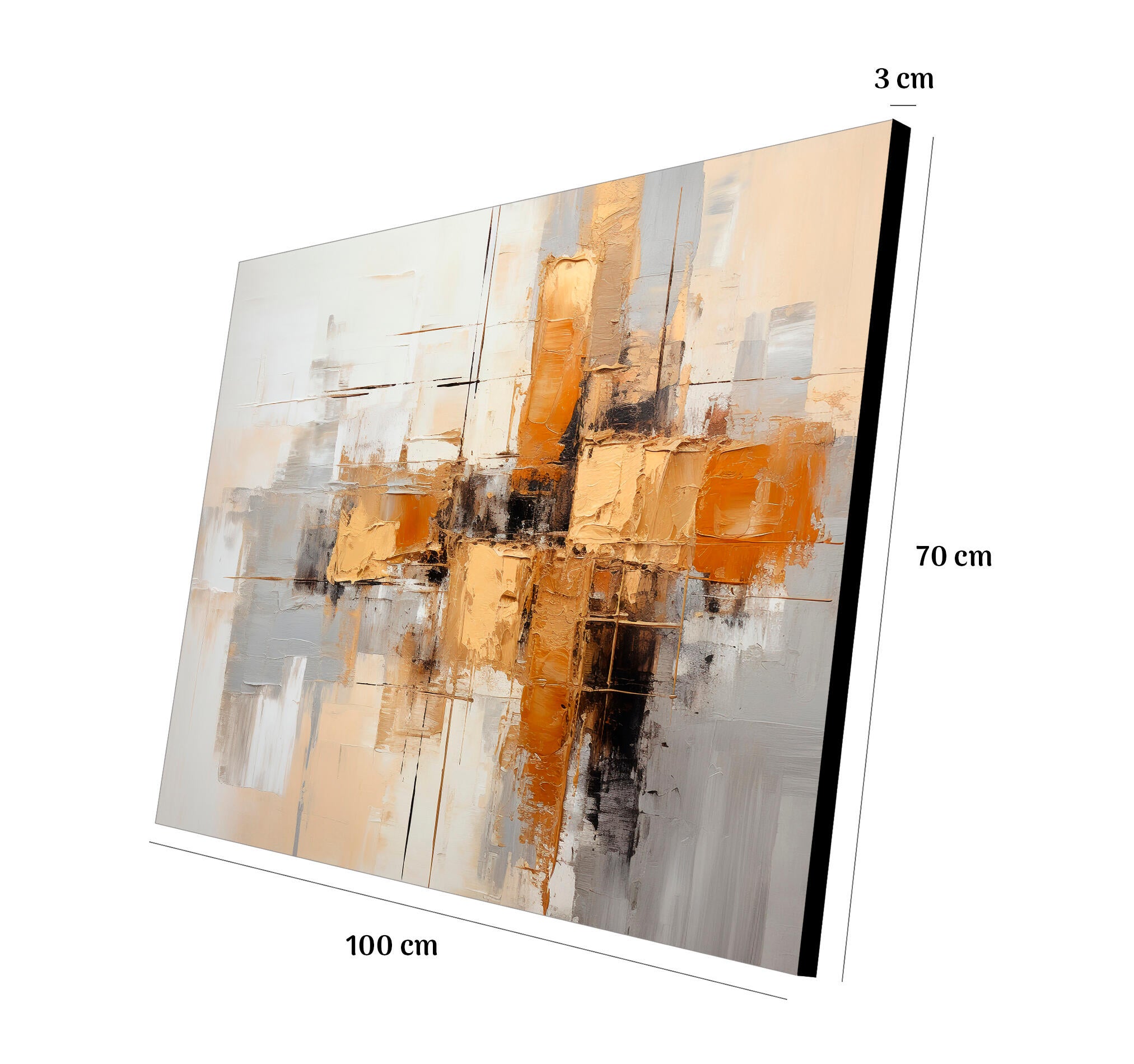 Objeto decorativo sin marco Arte rectangular de 100 x 70 cm. MDF Abstracto Tostado pasteles cálidos - 3