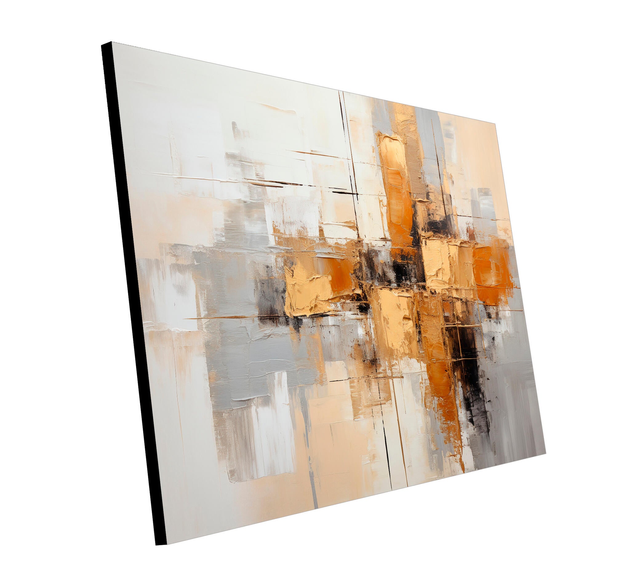 Objeto decorativo sin marco Arte rectangular de 100 x 70 cm. MDF Abstracto Tostado pasteles cálidos - 4
