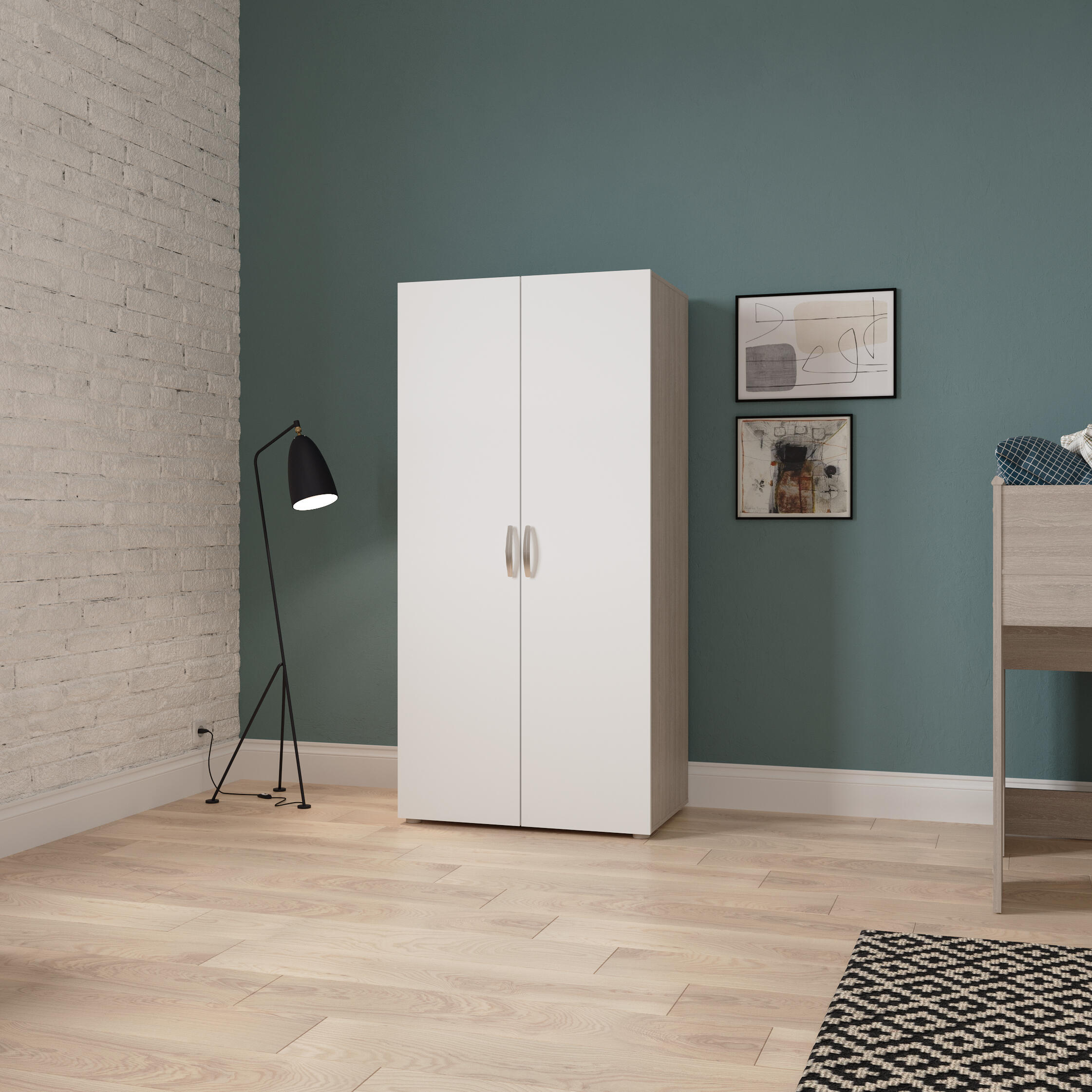 Armario puerta abatible Nano 79.4x165.5x51.6cm con 2 puertas color blanco - 3