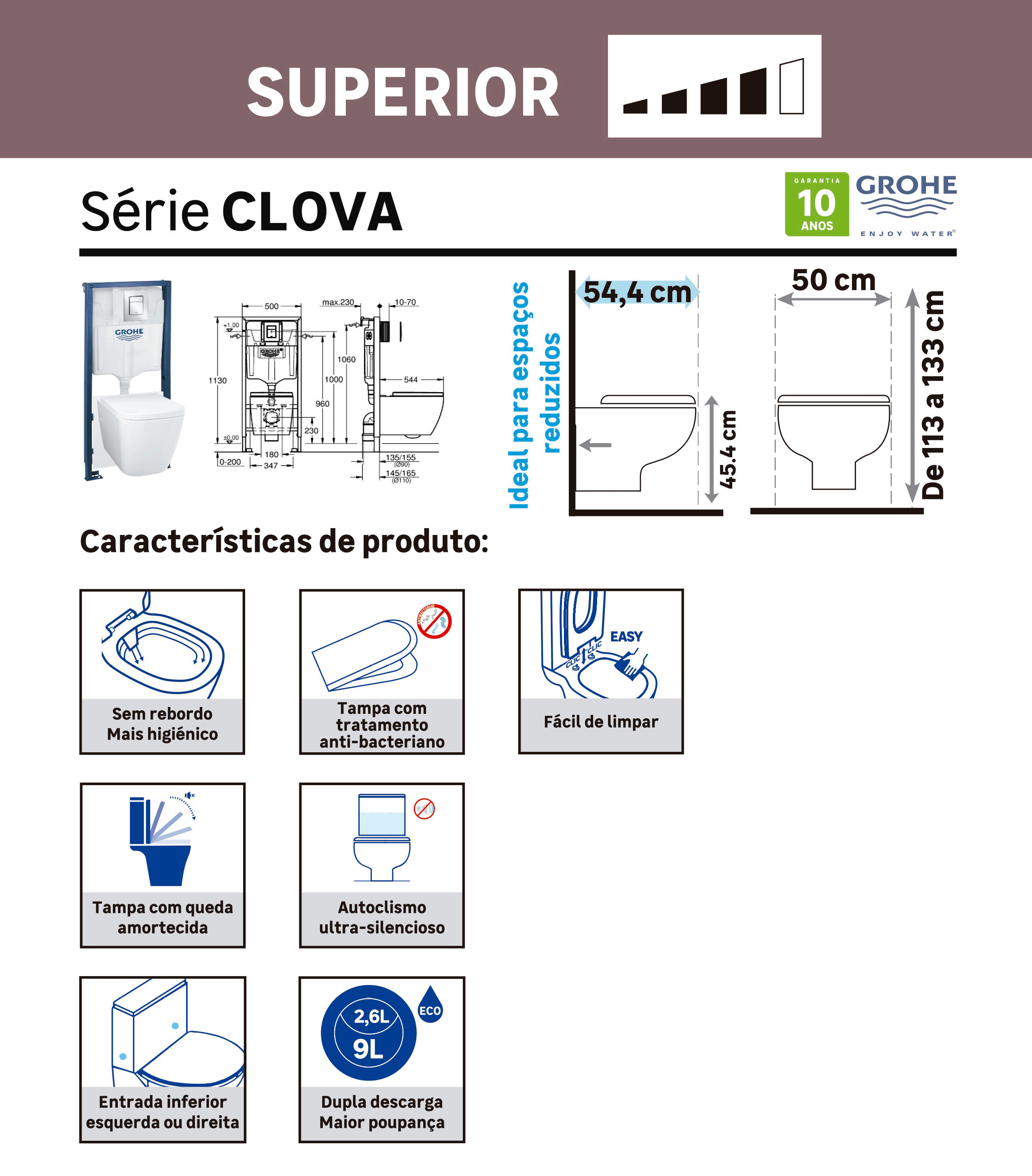quartil qualidade superior sanita suspensa Clova - 0