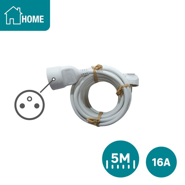 Rallonge avec terre L.5 m H05VV-F 3G1.5 mm², LEXMAN