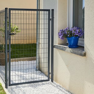 Portillon grillagé Eco gris, l.105x H.125 cm