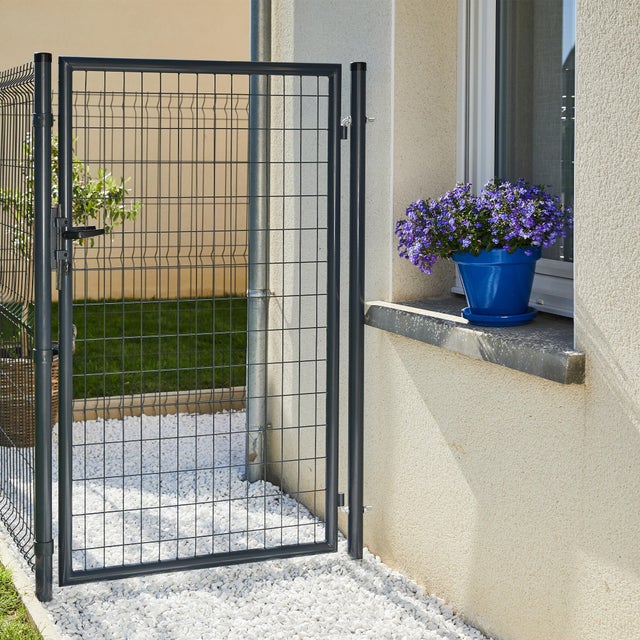 Portillon grillagé Eco gris, l.105 x H.150 cm
