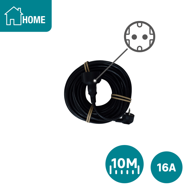Prolongador LEXMAN H05VV-F 3G1.5 16A 10M Preto
