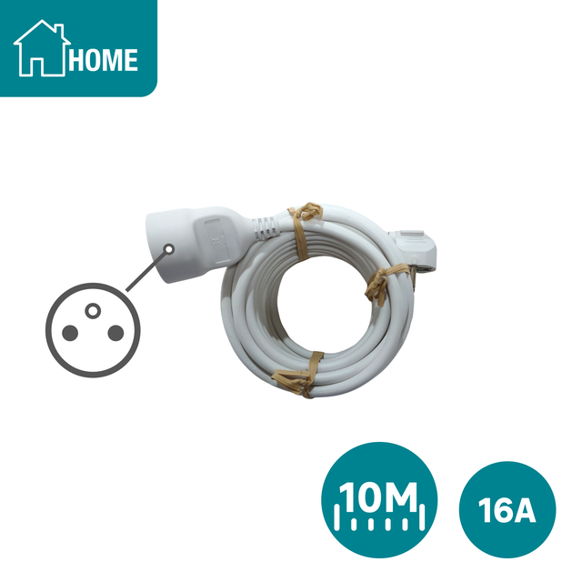 Rallonge avec terre L.10 m H05VV-F 3G1.5 mm², LEXMAN