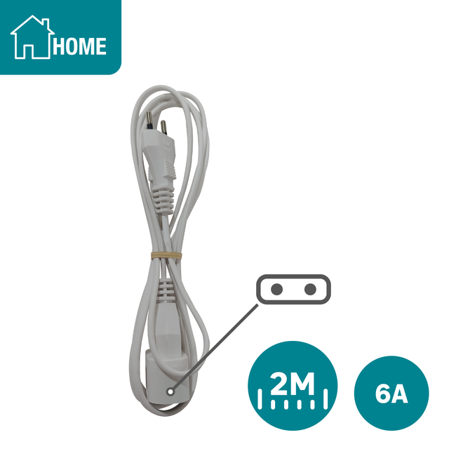 Rallonge L.2 m H03VVH2-F 2 x 0.75 mm², LEXMAN