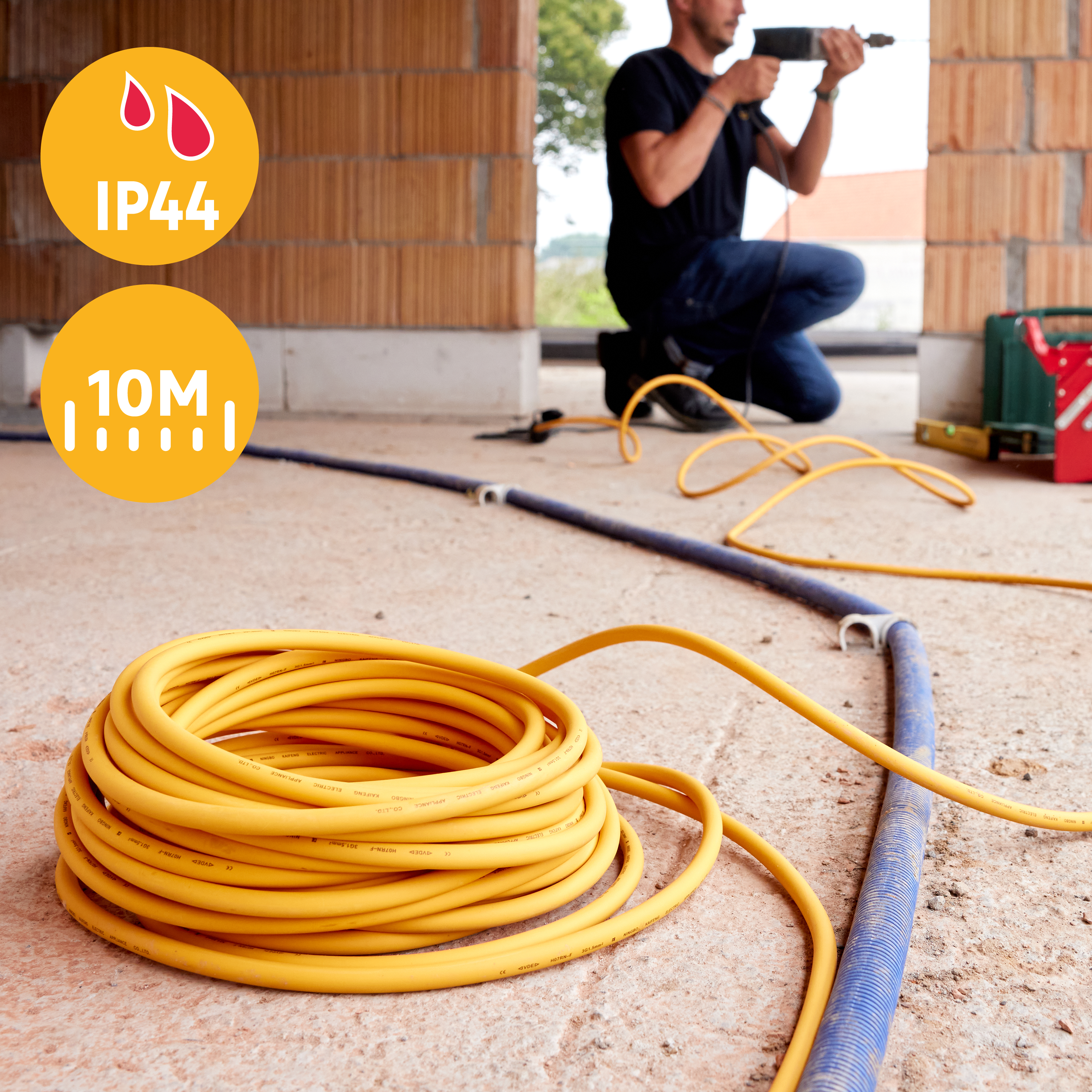 Rallonge avec terre L.10 m H07RN-F 3G2.5 mm², LEXMAN - 3