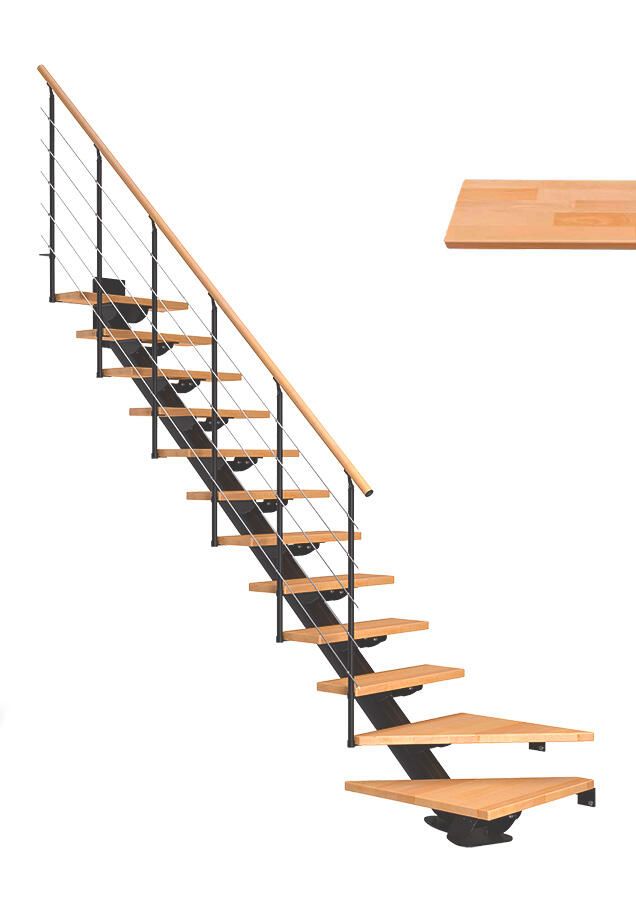 Escalier 1/4 tournant aluminium gris anthracite 11 marches hêtre, Sydney style6 - 2