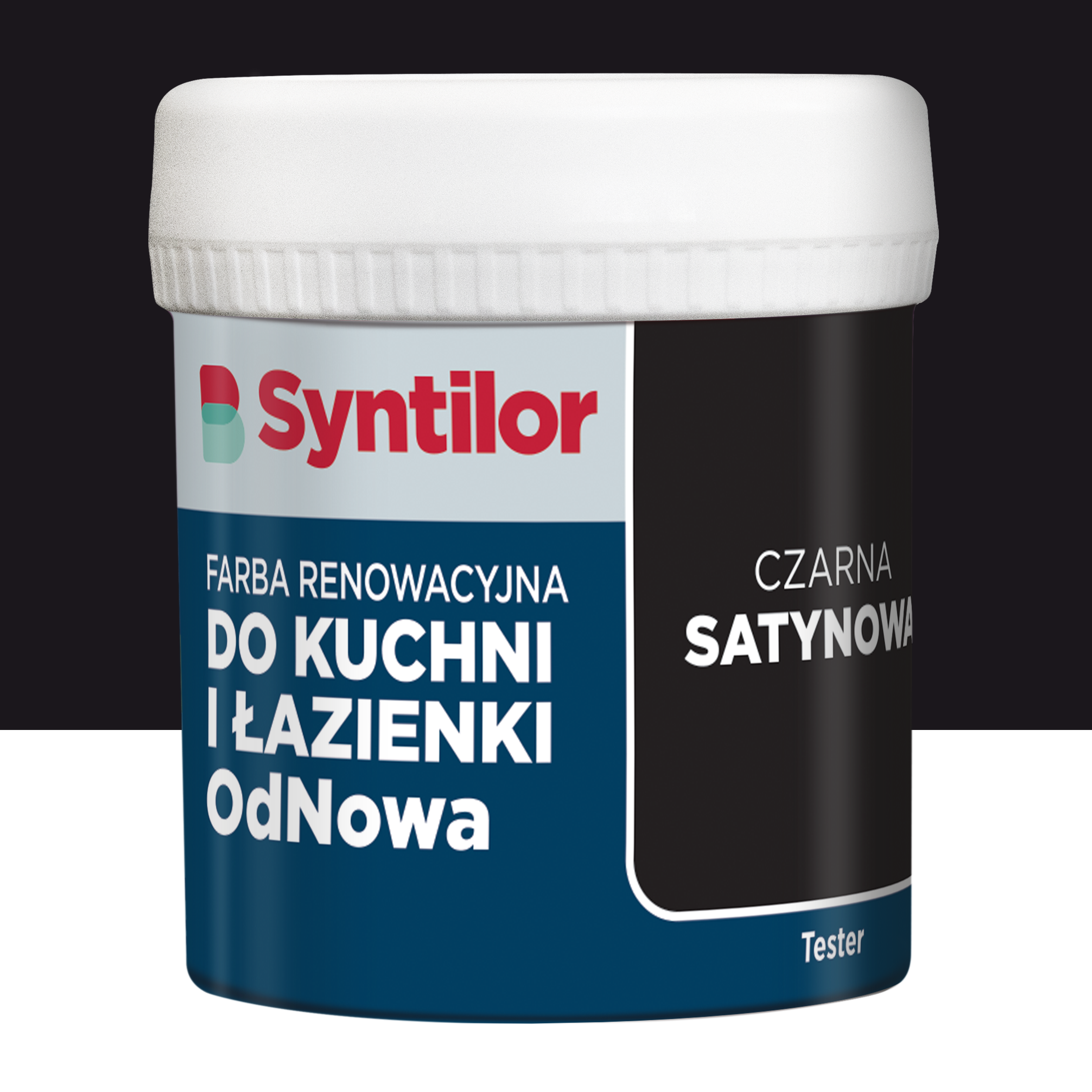 Tester farby renowacyjnej do kuchni i łazienki OdNowa Czarna satynowa 0.075 l Syntilor
