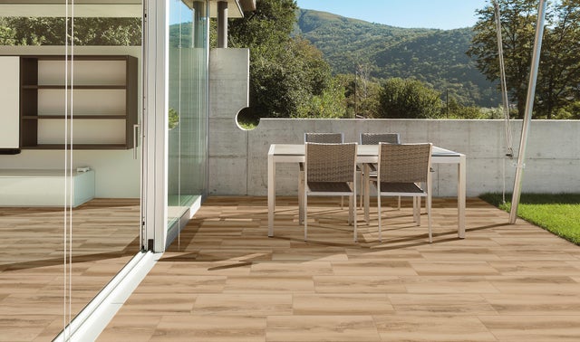 Carrelage sol extérieur effet bois l.30 x L.61 cm - Ewood beige