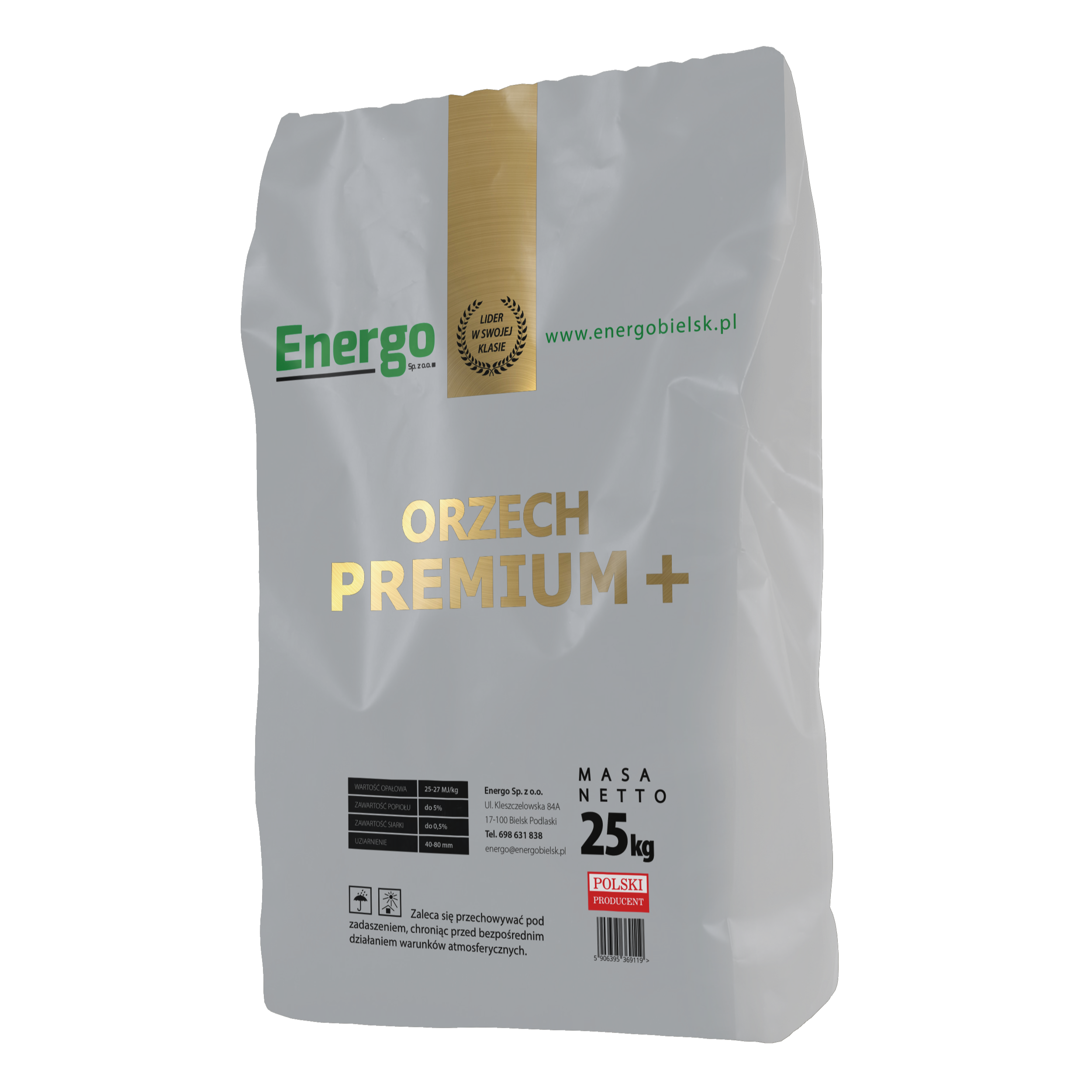 Węgiel orzech bez akcyzy PREMIUM+ 25-27 MJ/kg 25kg