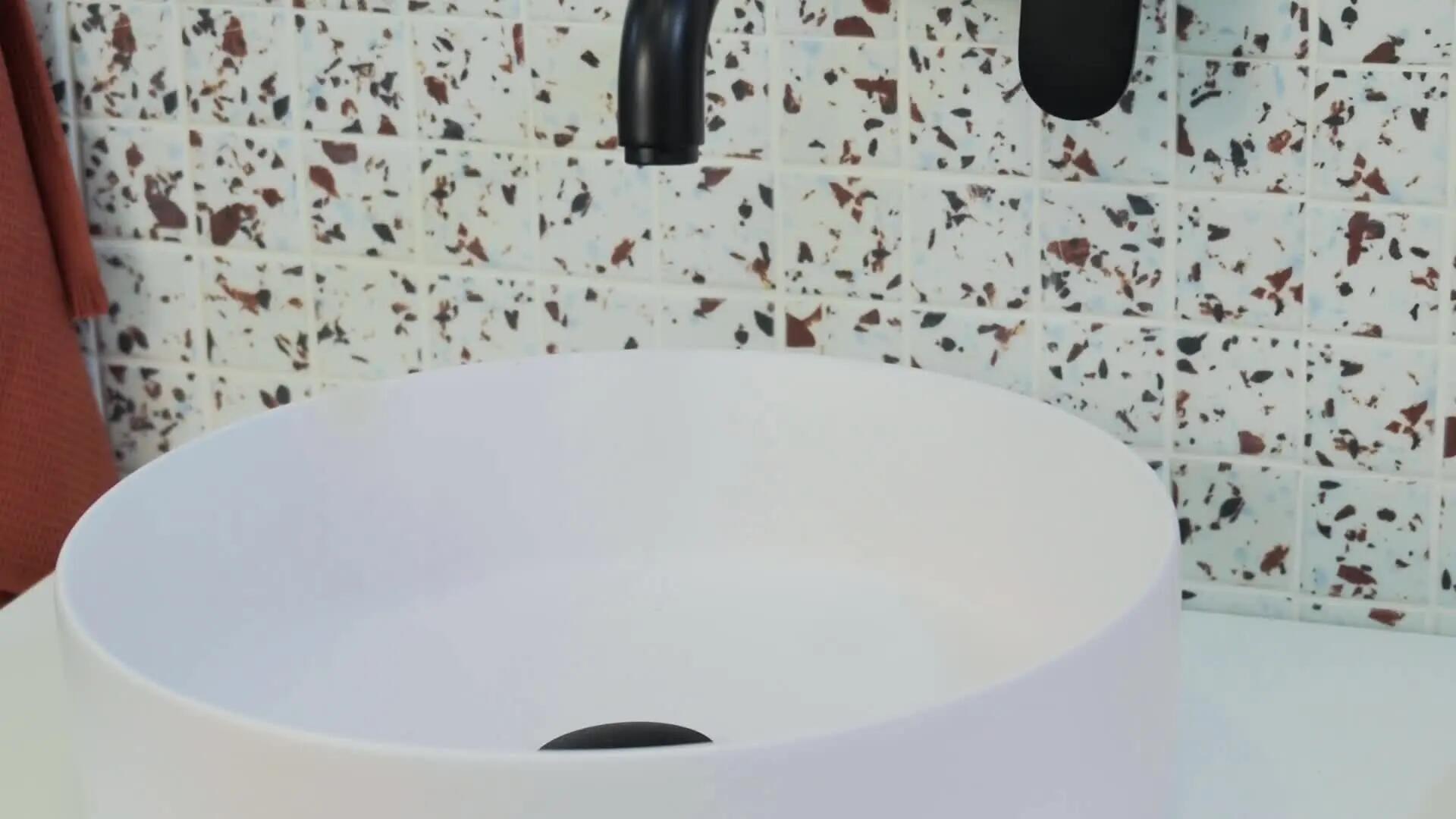 Lavabo sobre encimera de cerámica Studio 37 cm de diámetro redondo blanco mate - 15