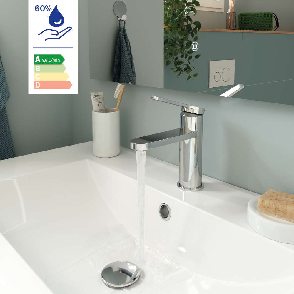 robinet chrome essential sensea économie d'eau - 1
