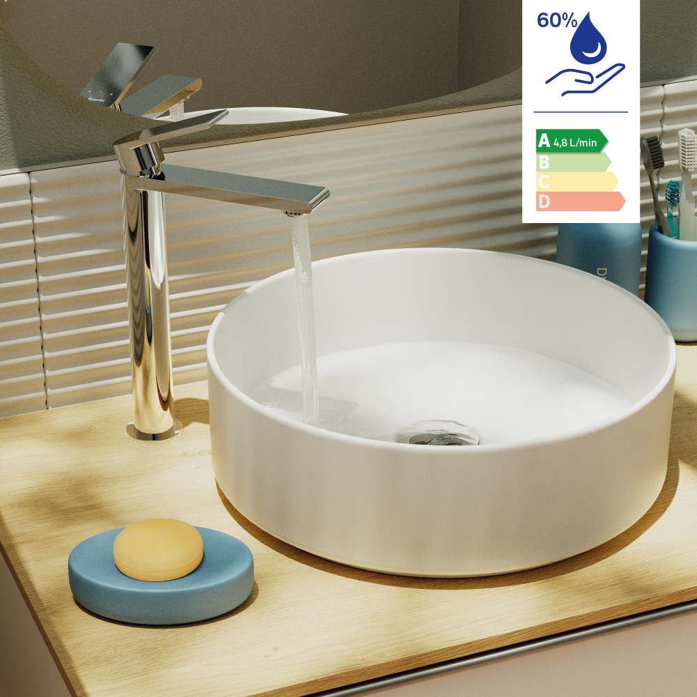 Mezclador de fregadero de caño alto cromado Cinta Sensea Eco Water - 1