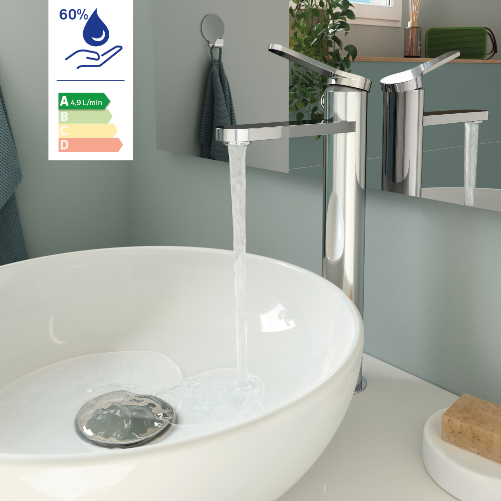 économie d'eau robinet bec haut chrome sensea - 1