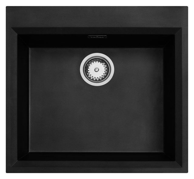 Evier en résine 1 bac 52.9 x 57.9 cm vidage inclus Ibiza noir
