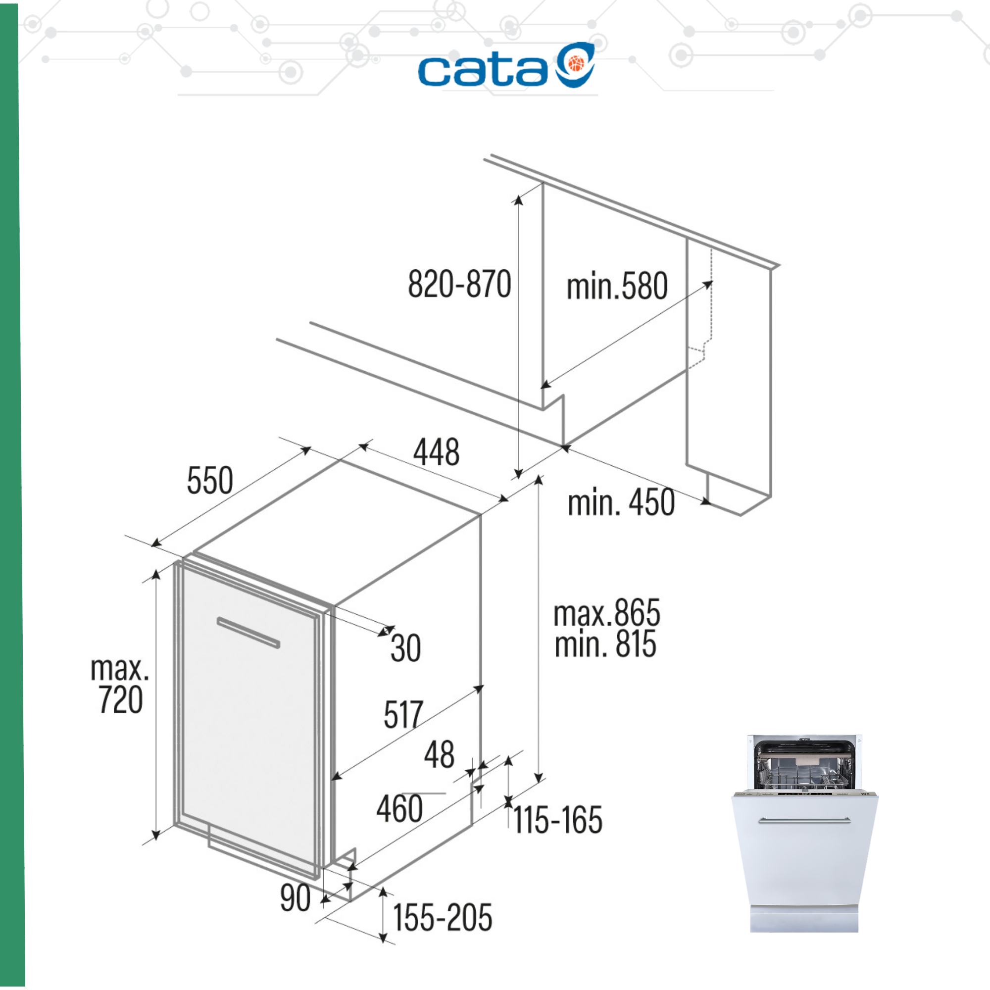 Lavavajillas integrable CATA LVI 48010 45cm Clase D - 2