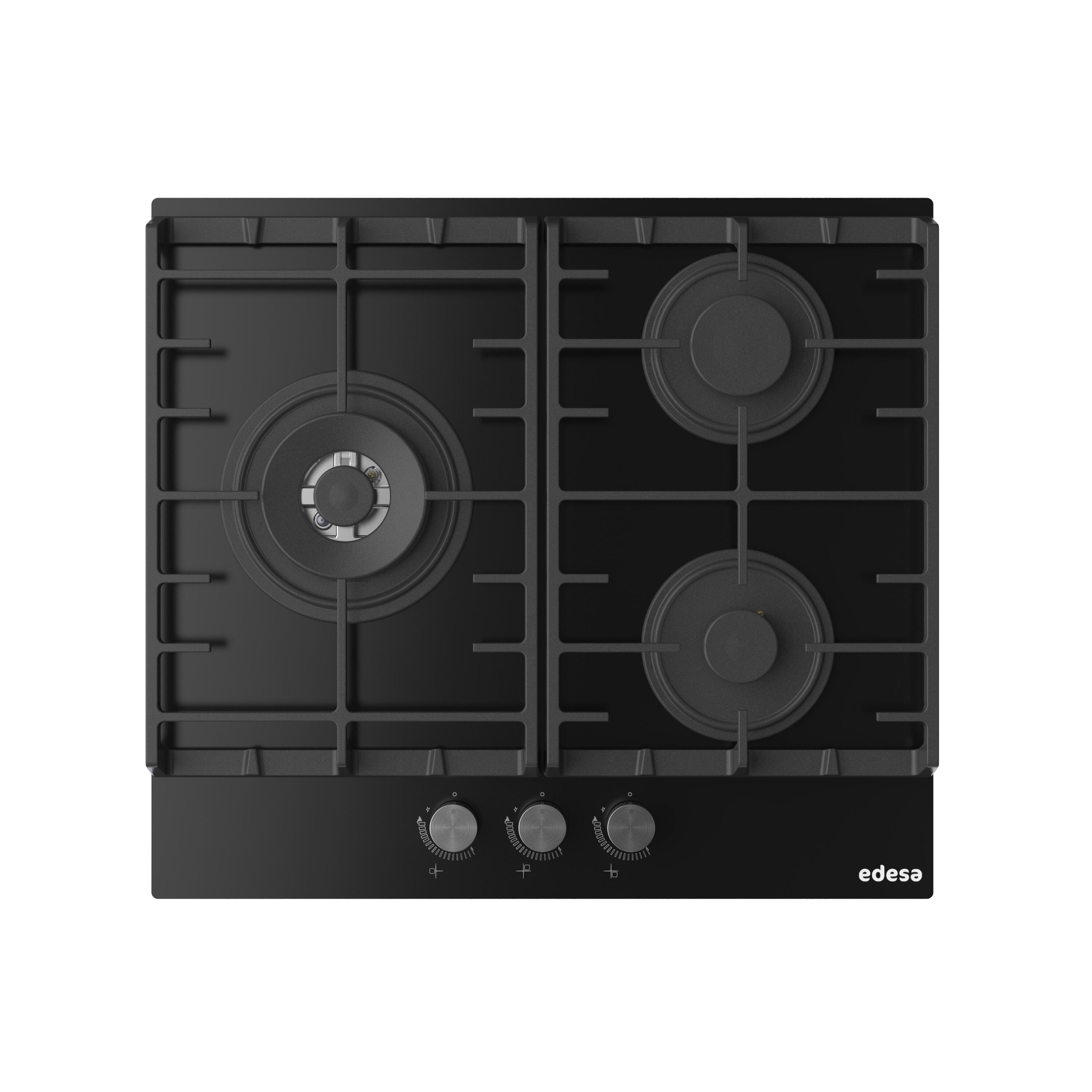 placa de gas edesa egg-6031ti tr ci n 3 zonas de coccion gas natural acero esmaltado negro con encendido integrado 60cm