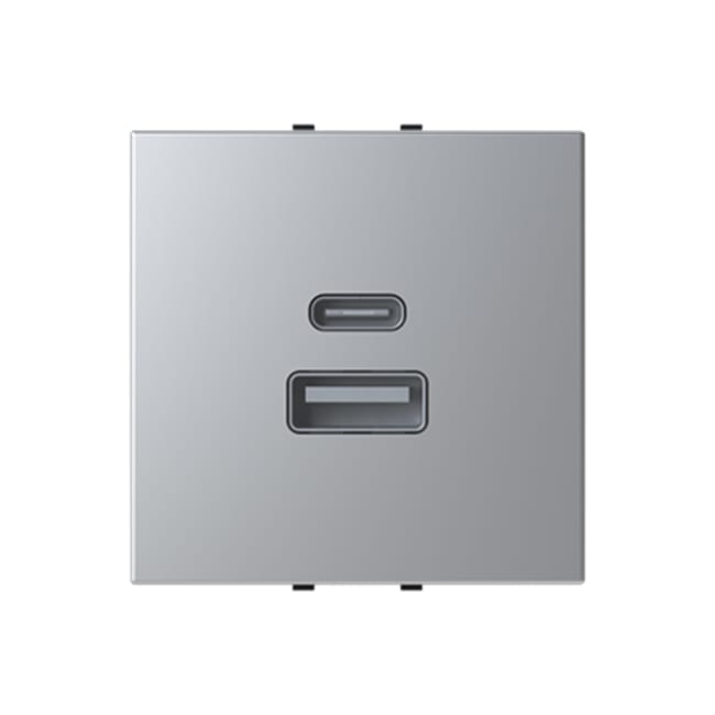 TOMA CARGADOR USB SERIE ZENIT PLATA - 1