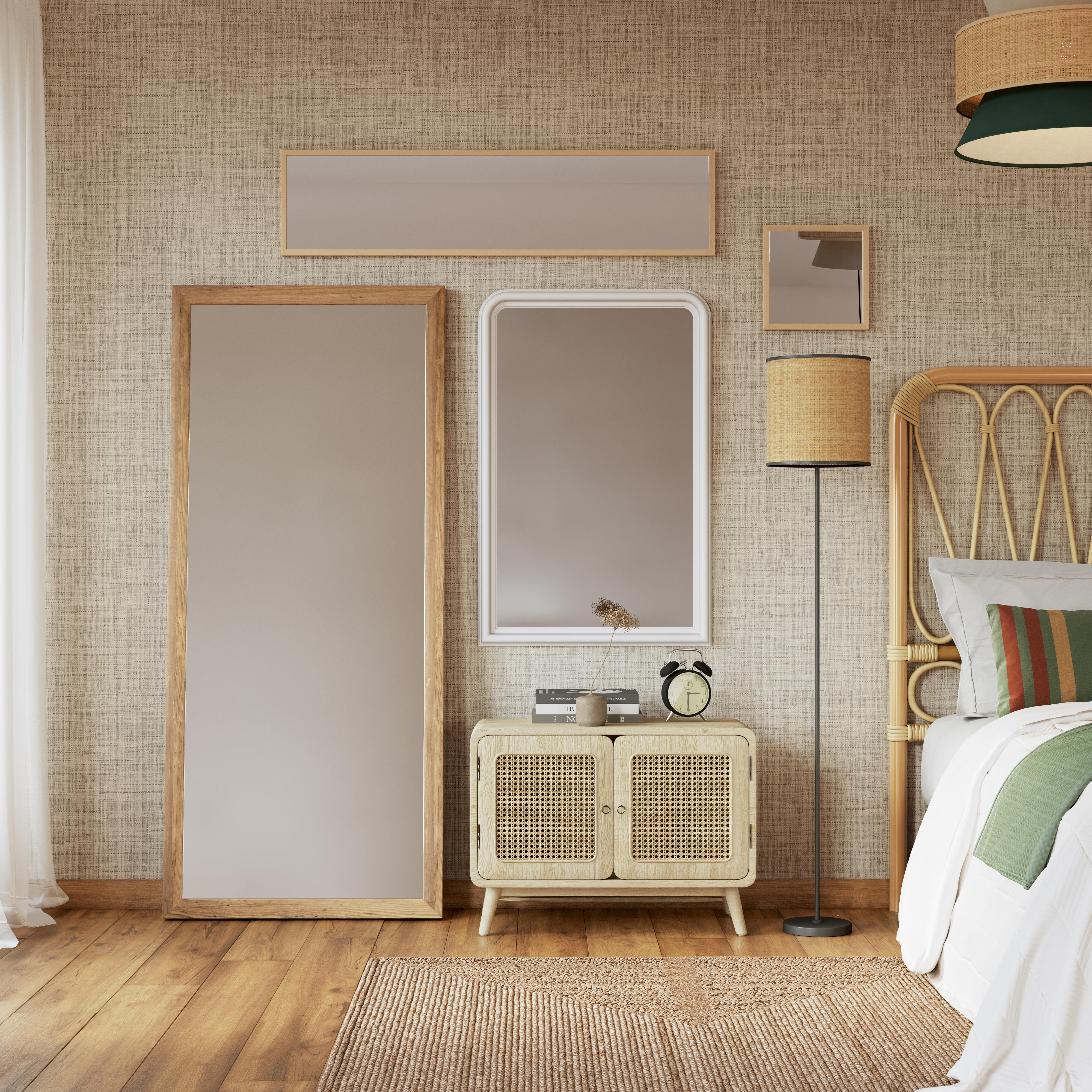 Espelho madeira natural 30x30cm Inspire - 9