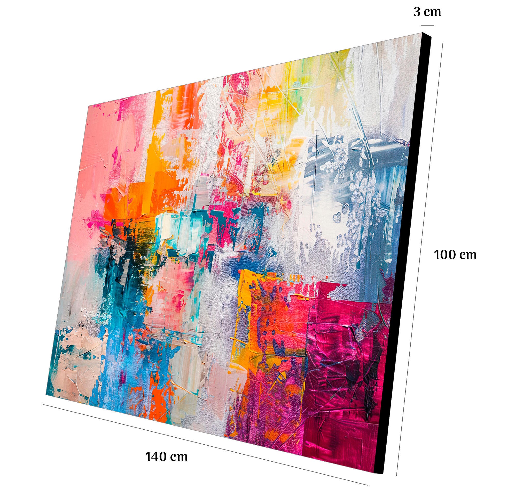 Objeto decorativo sin marco Arte rectangular de 140 x 100 cm. MDF Abstracto Turbio pasteles cálidos - 3