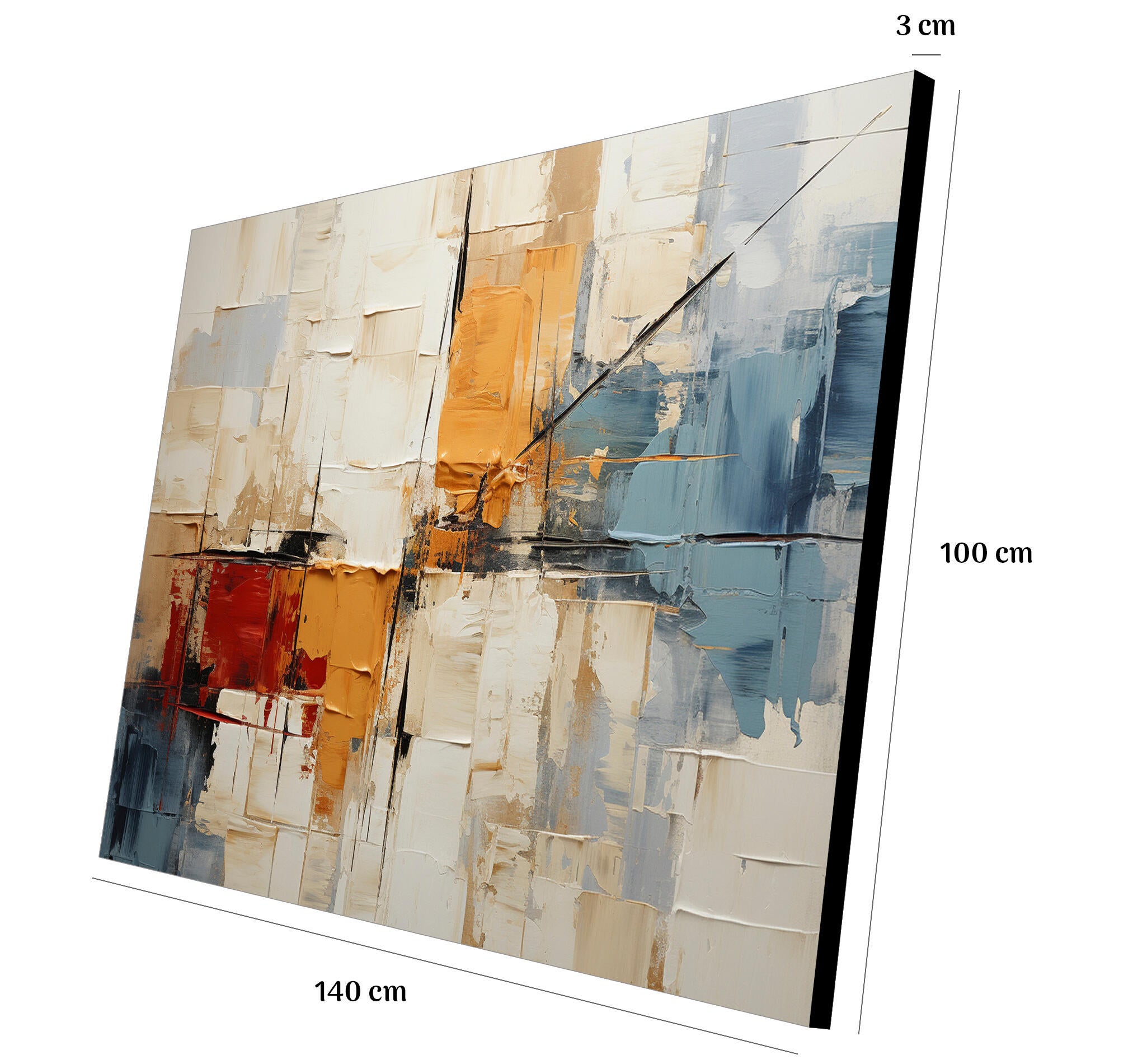 Objeto decorativo sin marco Arte rectangular de 140 x 100 cm. MDF Abstracto Templado pasteles cálidos - 3