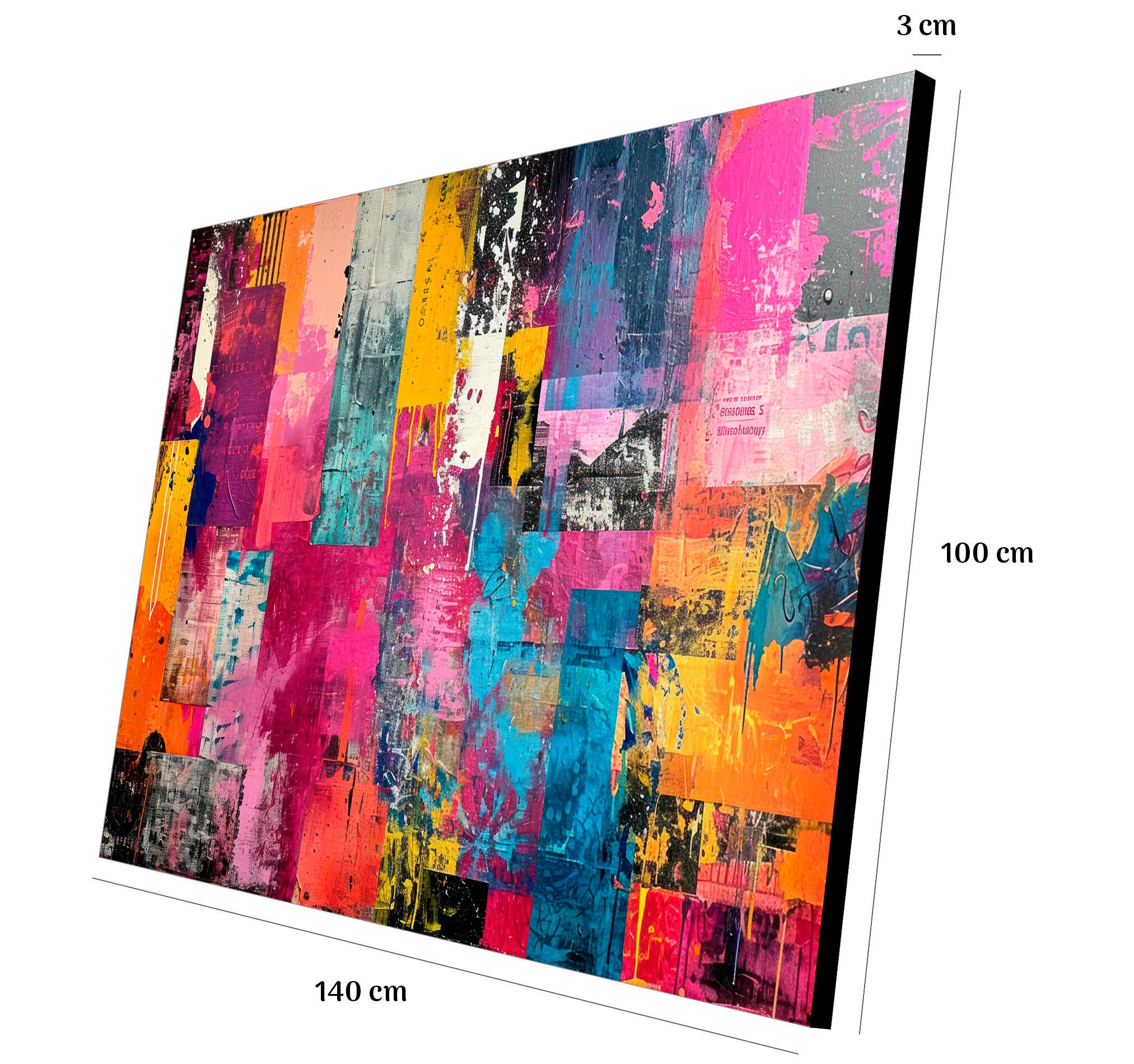 Objeto decorativo sin marco Arte rectangular de 140 x 100 cm. MDF Abstracto Fuerte pasteles cálidos - 3