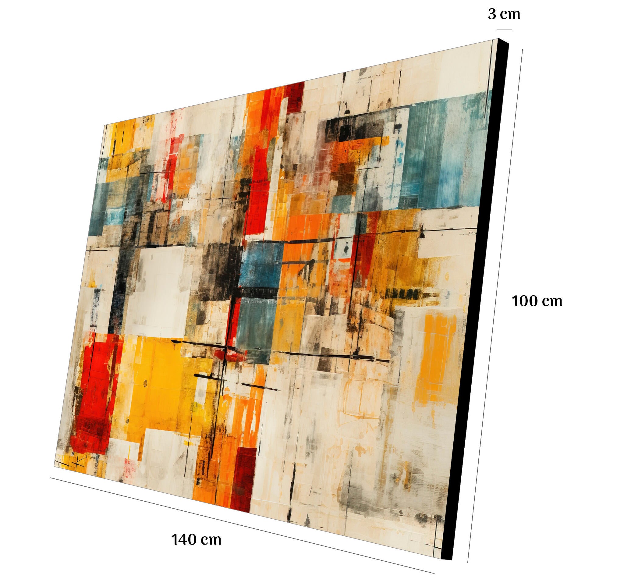 Objeto decorativo sin marco Arte rectangular de 140 x 100 cm. MDF Abstracto Beige pasteles cálidos - 3