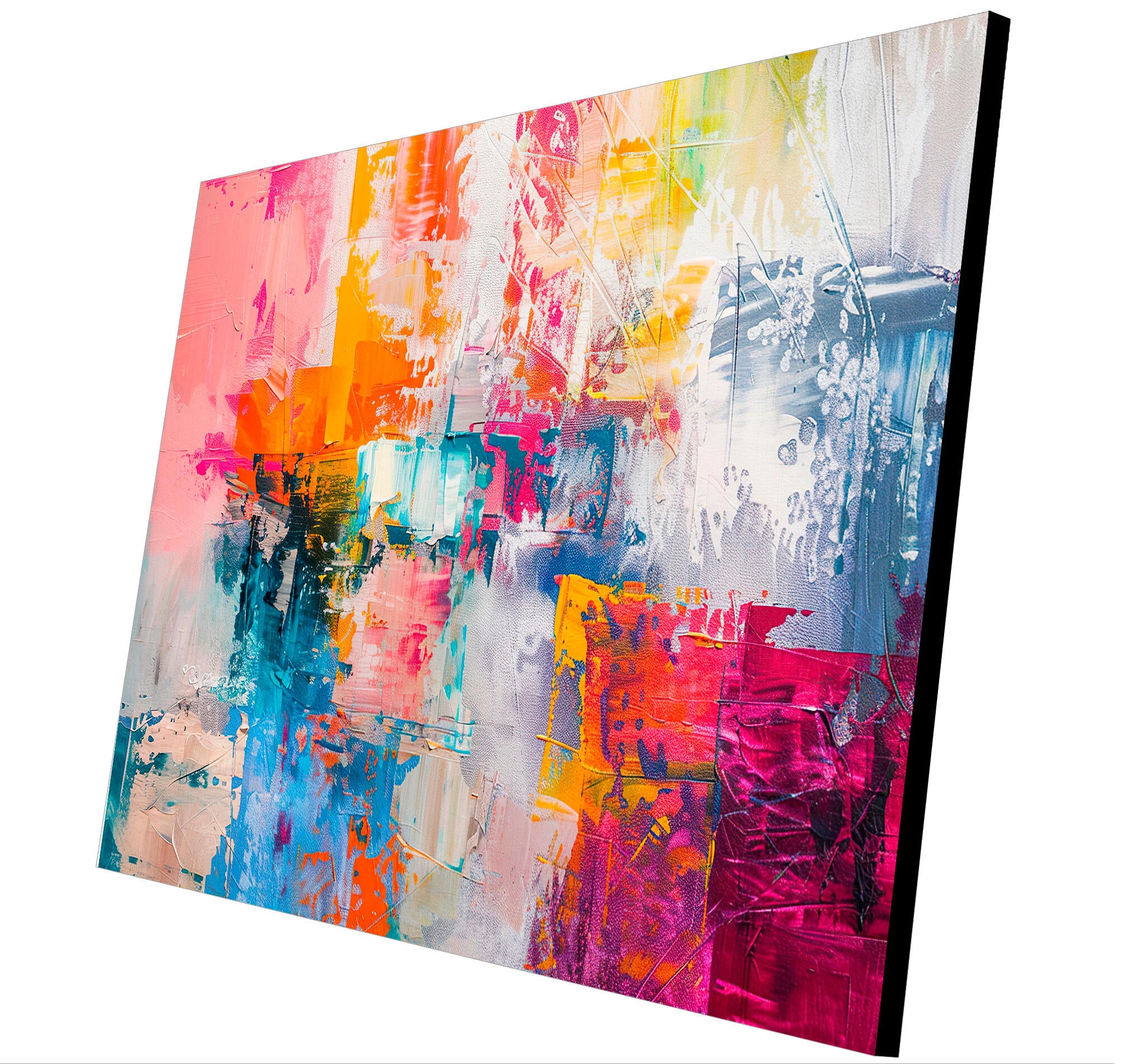 Objeto decorativo sin marco Arte rectangular de 140 x 100 cm. MDF Abstracto Turbio pasteles cálidos - 5