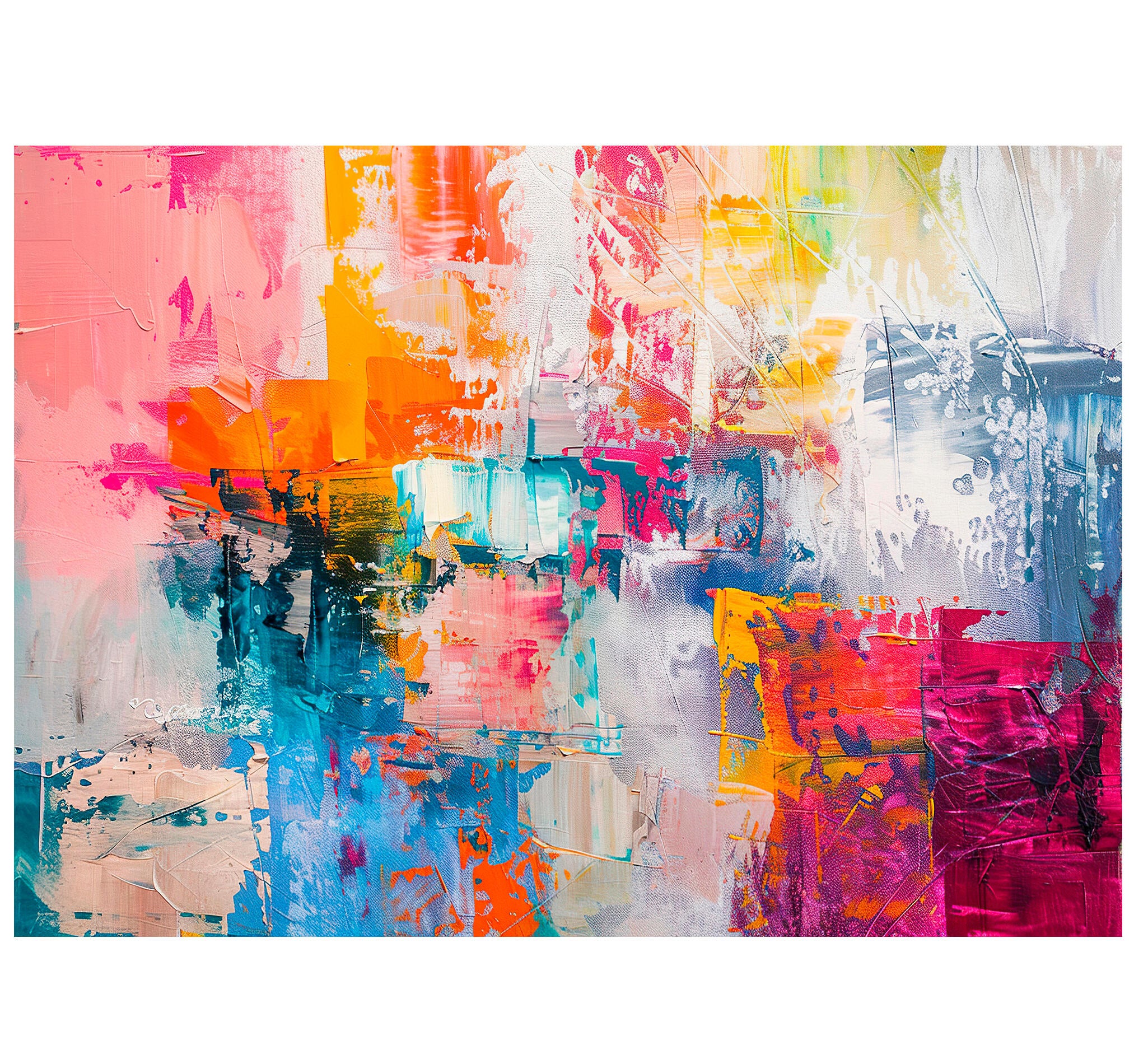 Objeto decorativo sin marco Arte rectangular de 140 x 100 cm. MDF Abstracto Turbio pasteles cálidos - 2