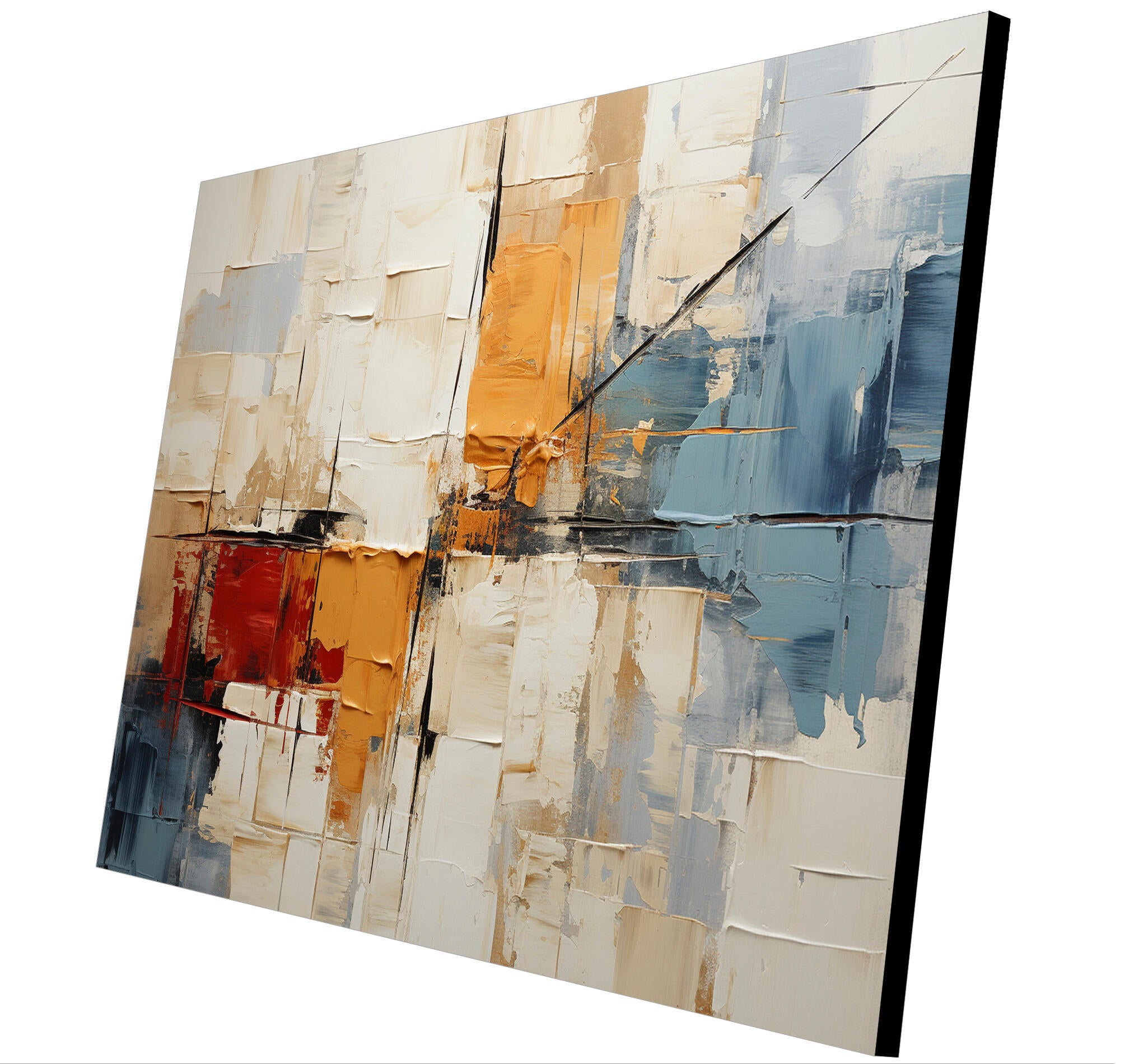 Objeto decorativo sin marco Arte rectangular de 140 x 100 cm. MDF Abstracto Templado pasteles cálidos - 5