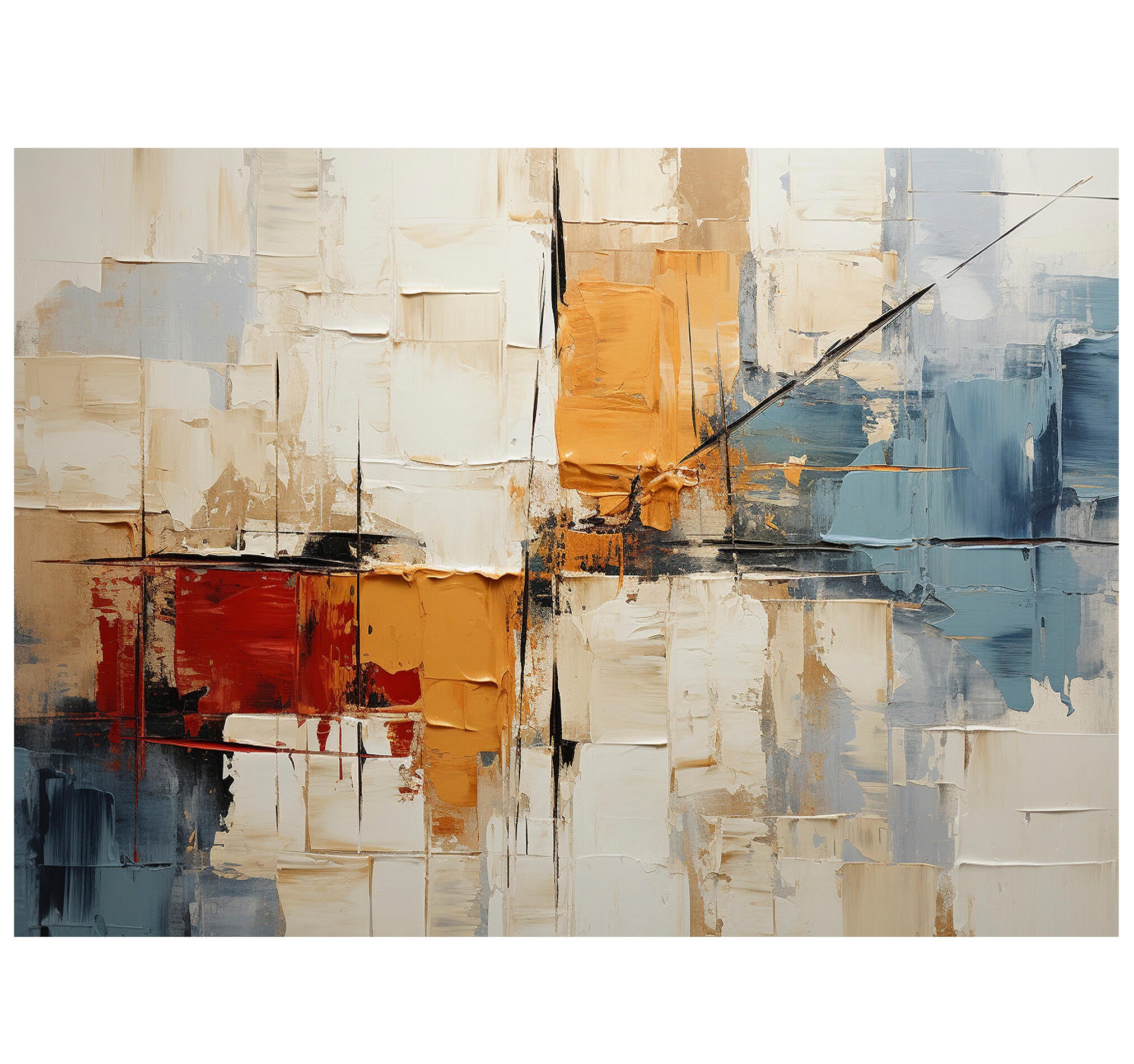 Objeto decorativo sin marco Arte rectangular de 140 x 100 cm. MDF Abstracto Templado pasteles cálidos - 2
