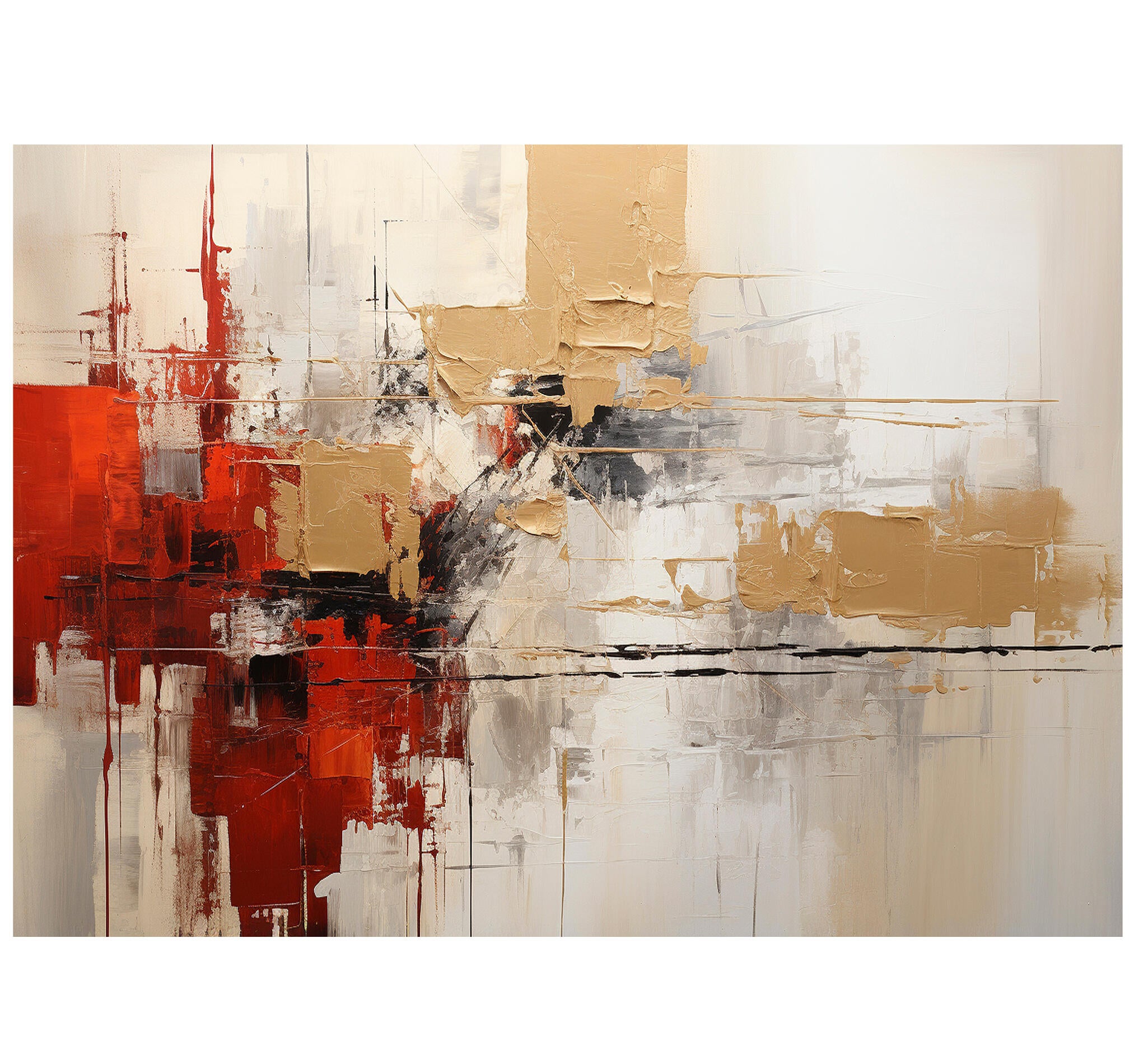 Objeto decorativo sin marco Arte rectangular de 140 x 100 cm. MDF Abstracto Rojo pasteles cálidos - 2
