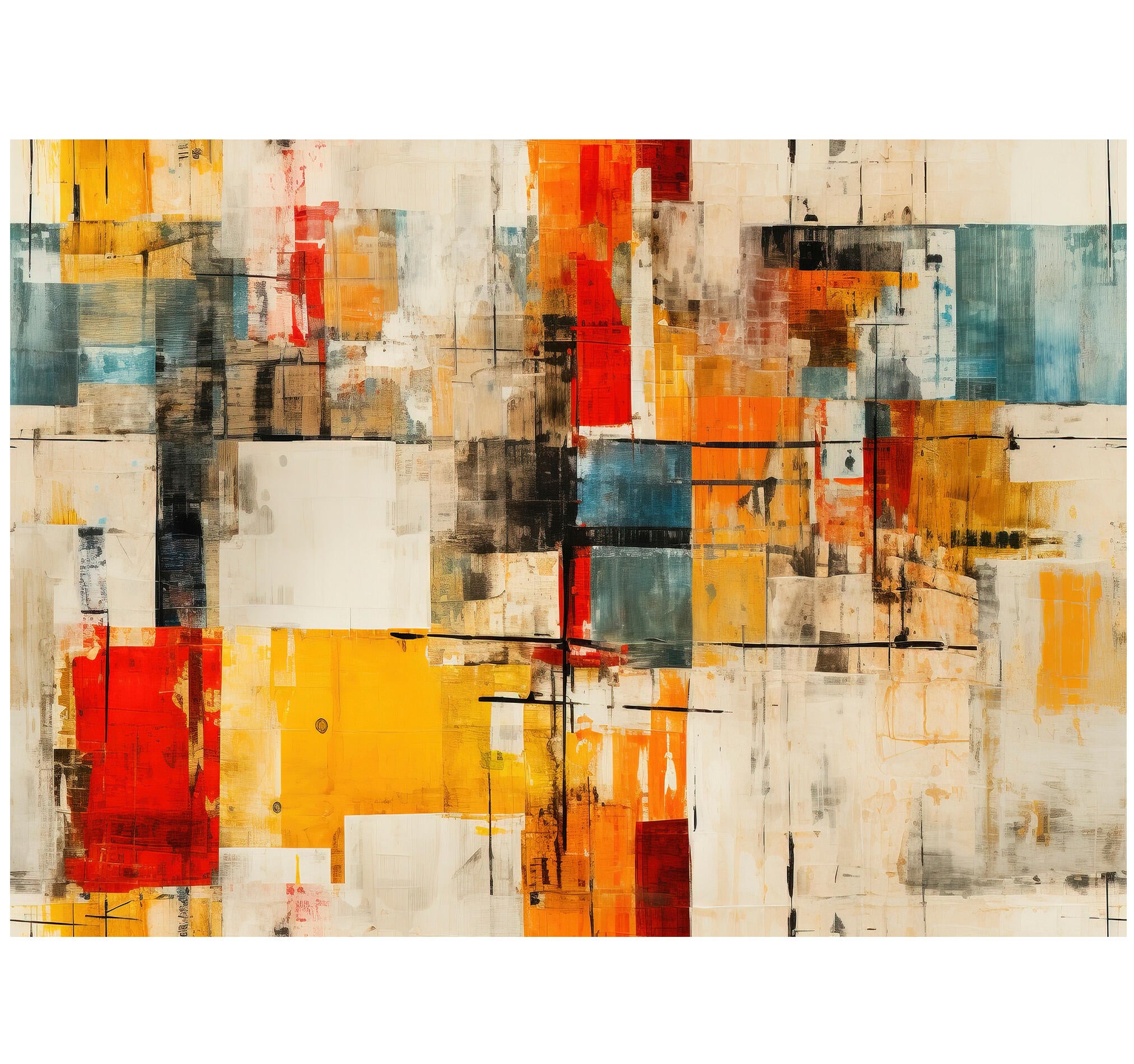 Objeto decorativo sin marco Arte rectangular de 140 x 100 cm. MDF Abstracto Beige pasteles cálidos - 2
