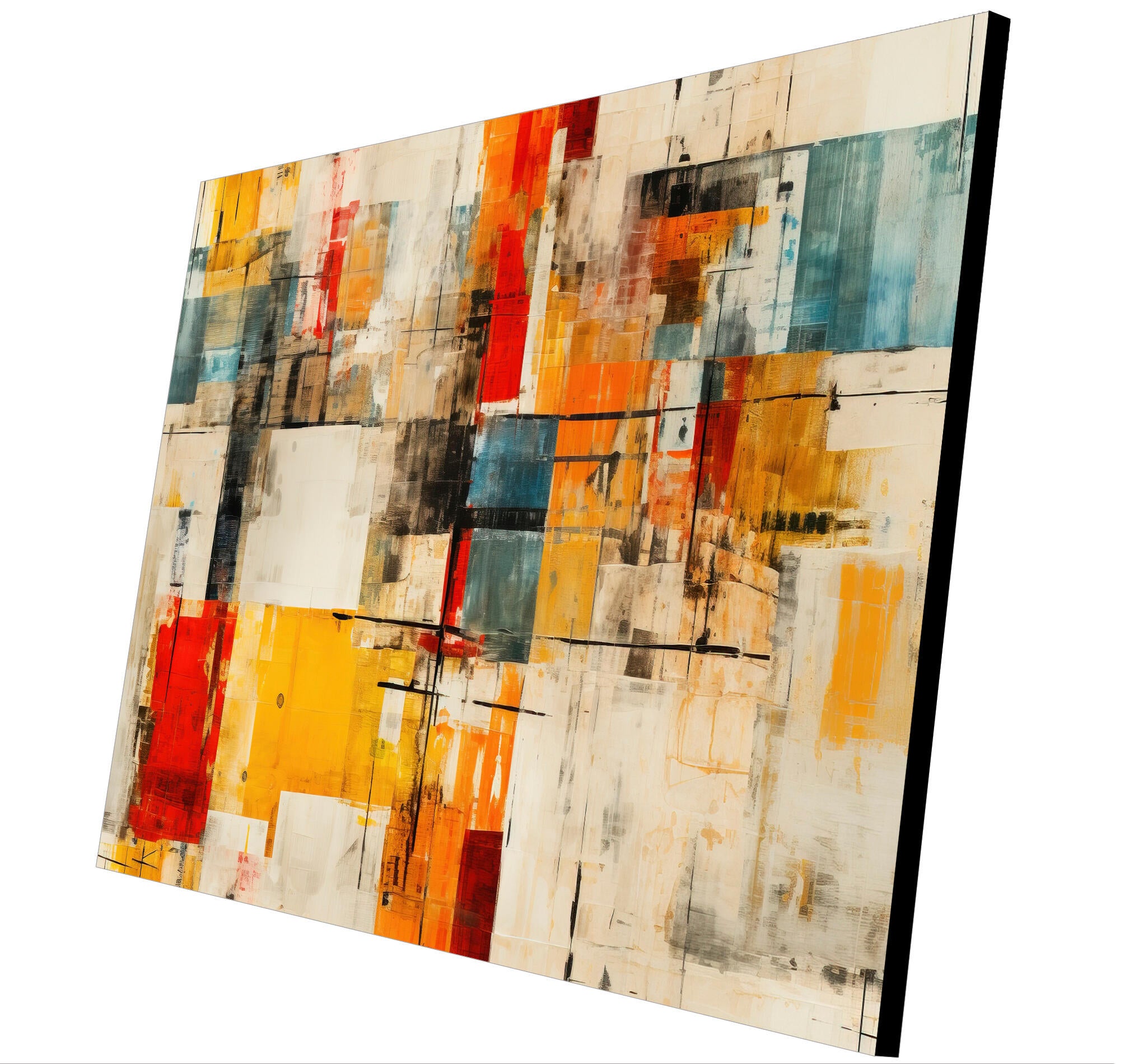 Objeto decorativo sin marco Arte rectangular de 140 x 100 cm. MDF Abstracto Beige pasteles cálidos - 5