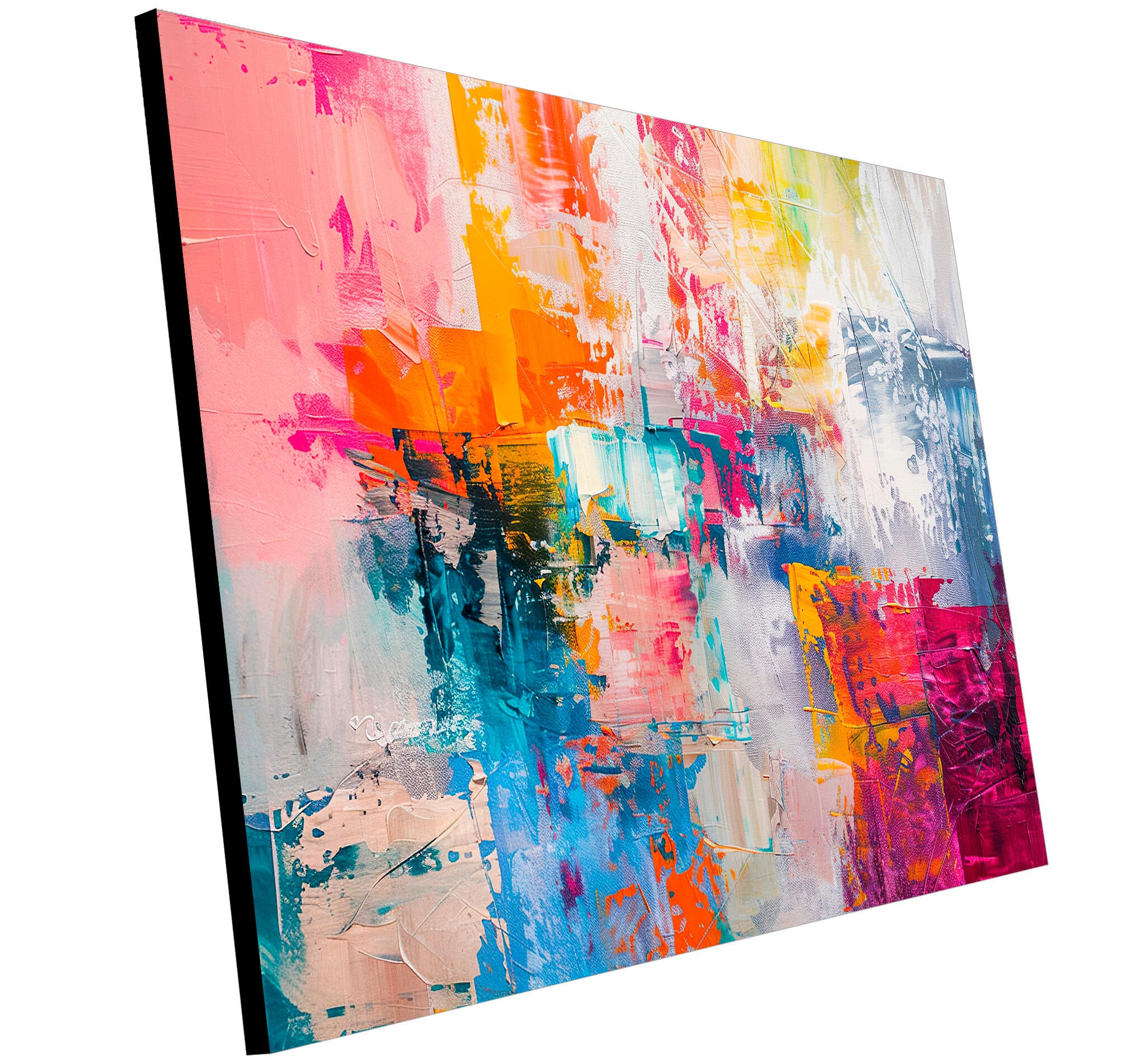 Objeto decorativo sin marco Arte rectangular de 140 x 100 cm. MDF Abstracto Turbio pasteles cálidos - 4
