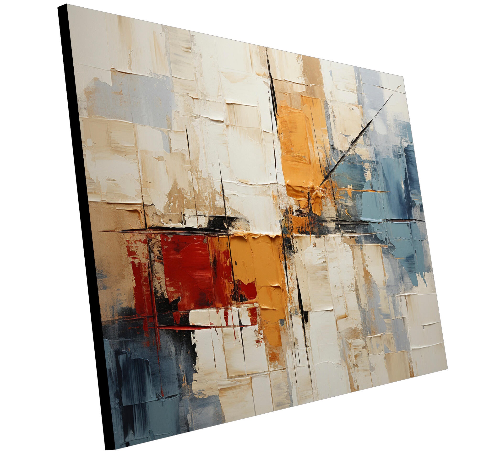 Objeto decorativo sin marco Arte rectangular de 140 x 100 cm. MDF Abstracto Templado pasteles cálidos - 4