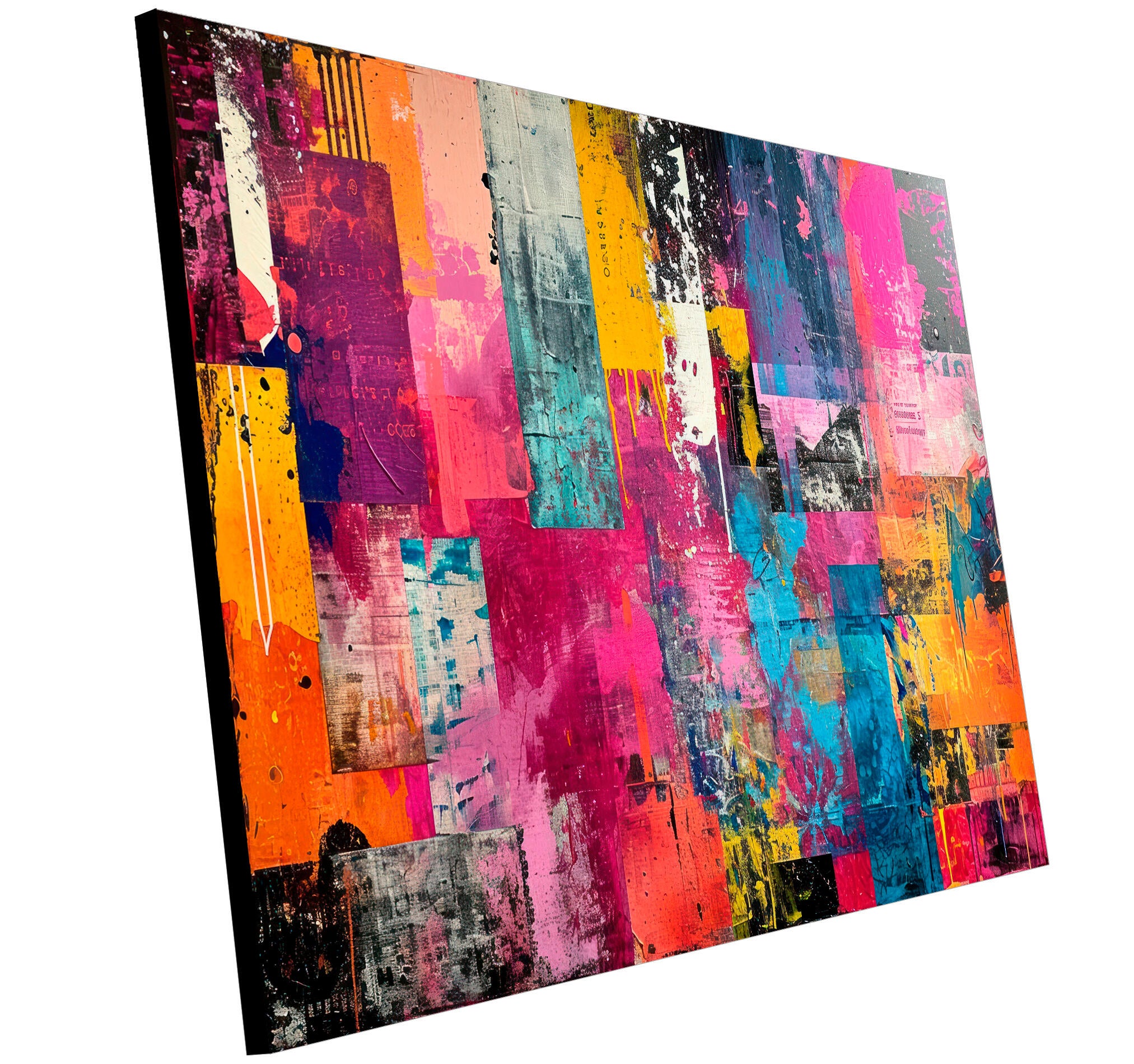 Objeto decorativo sin marco Arte rectangular de 140 x 100 cm. MDF Abstracto Fuerte pasteles cálidos - 4