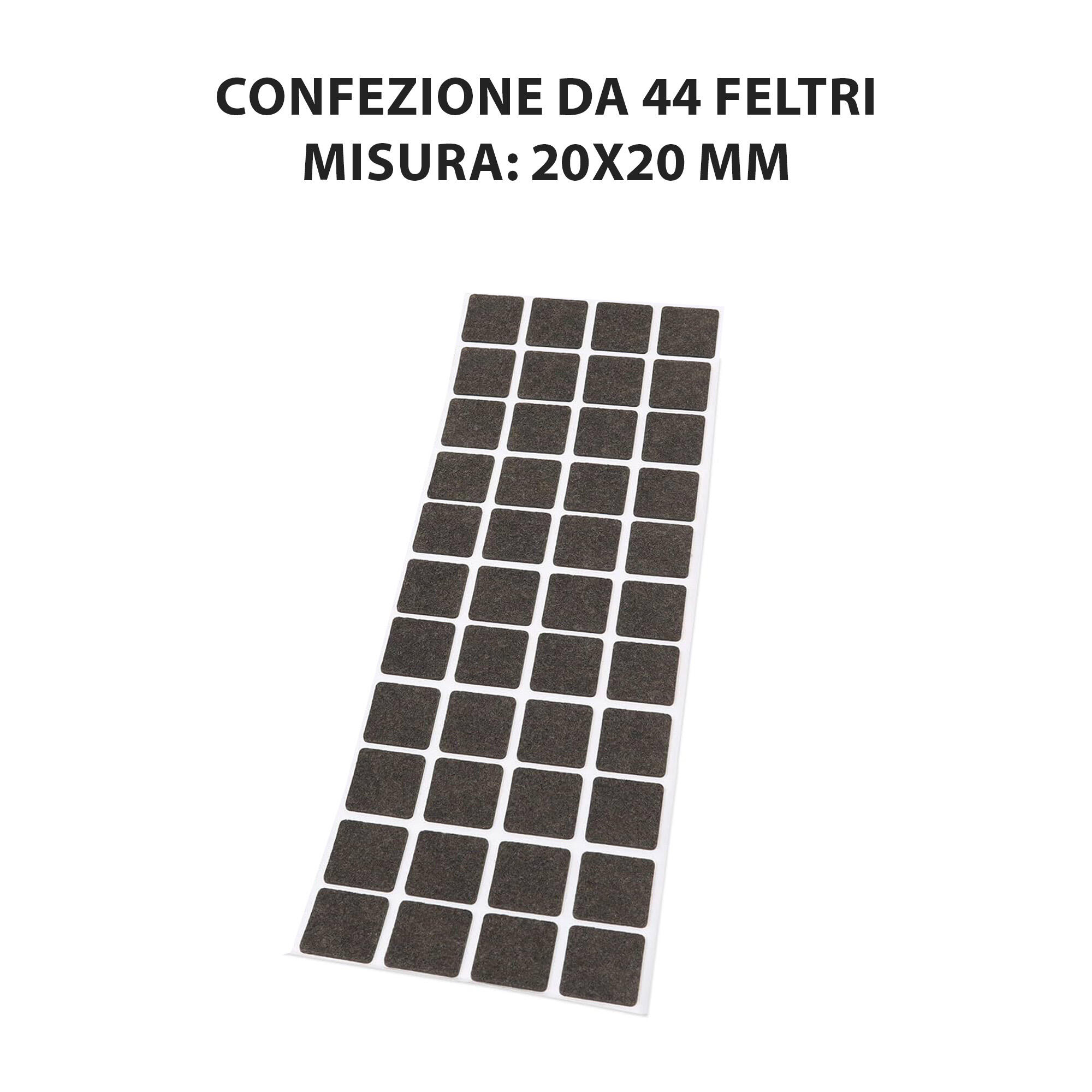 Feltrino per mobili adesivo quadrato in feltro marrone 90 x 260 mm, 44 pezzi - 6