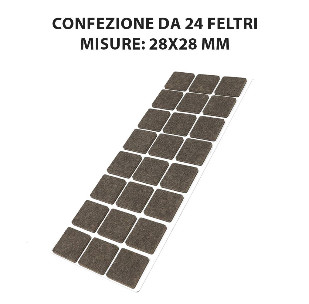 Feltrino per mobili adesivo quadrato in feltro marrone 90 x 260 mm, 24 pezzi - 6