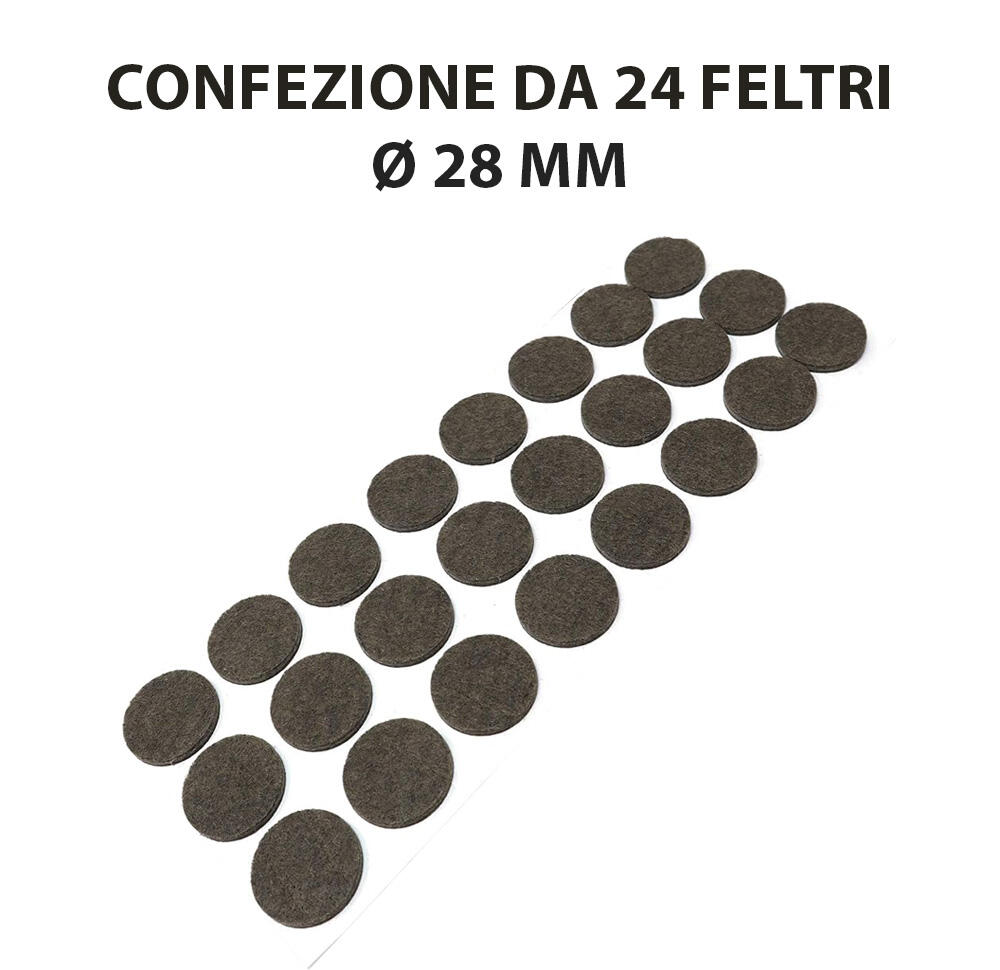 Feltrino per mobili adesivo tondo in feltro marrone ø 28 mm, 24 pezzi - 5