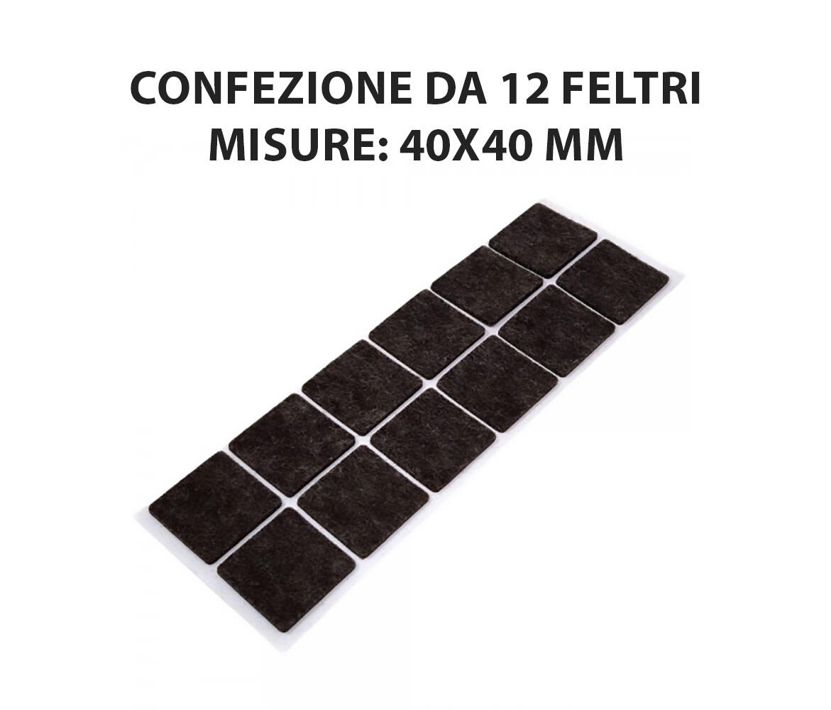 Feltrino per mobili adesivo quadrato in feltro marrone 90 x 260 mm, 12 pezzi - 5