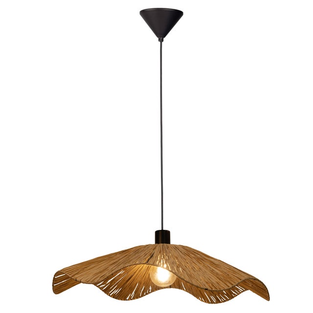 Lámpara de techo colgante de papel y rafia beige 1 luz E27 Laxford 60 cm
